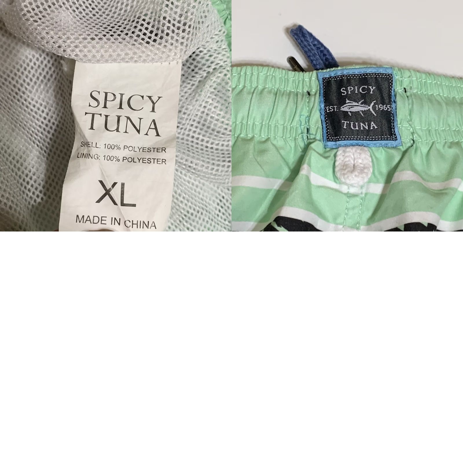 Vintage Spicy Tuna Swim Trunks Mens XL Above-the-Knee Green Palm Tree Netted Board Shorts Size US 36 / EU 52 - 8 Thumbnail