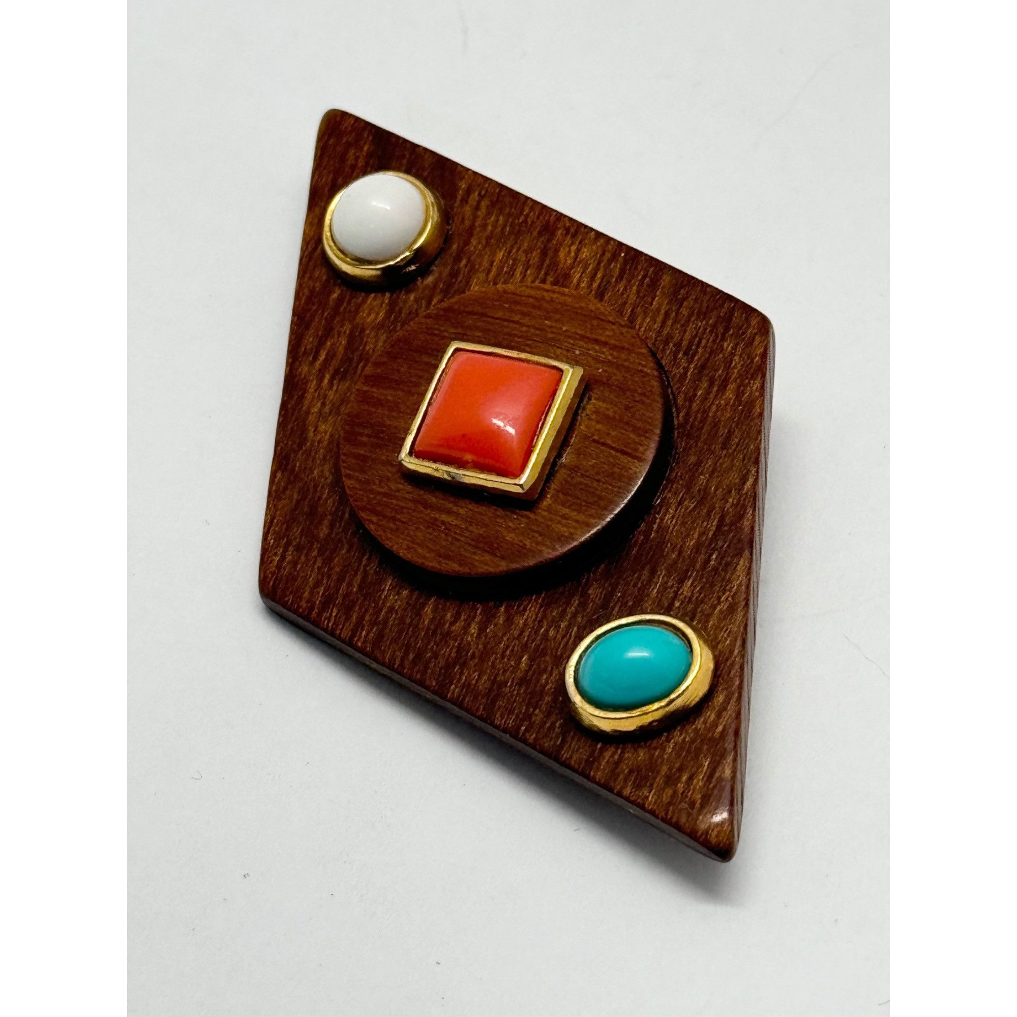 Vintage Vintage wooden stone brooch pin Size ONE SIZE - 3 Thumbnail