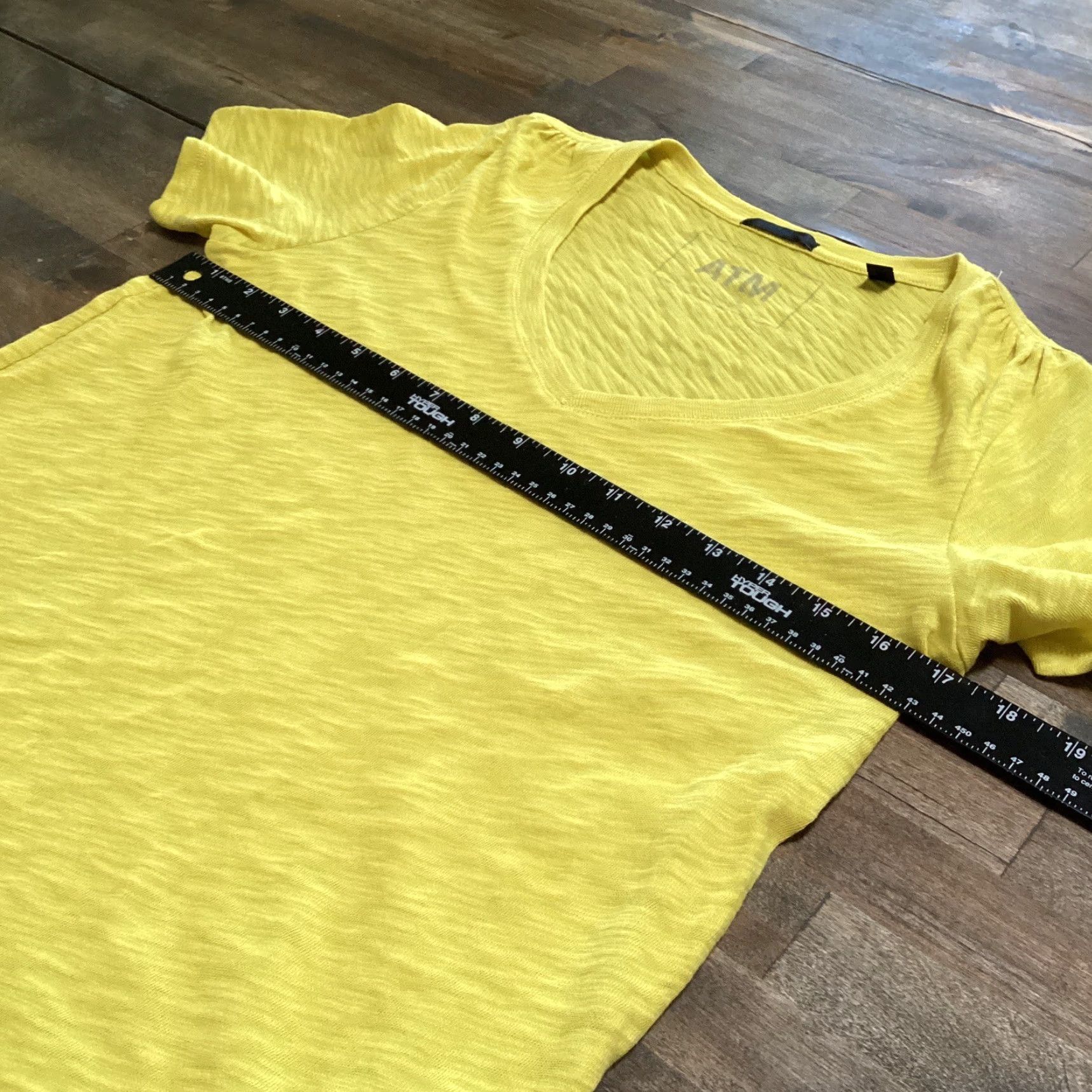 Vintage ATM Anthony Thomas Melillo T Shirt Women M Yellow Slub Jersey Cotton V Neck Top Size M / US 6-8 / IT 42-44 - 6 Thumbnail