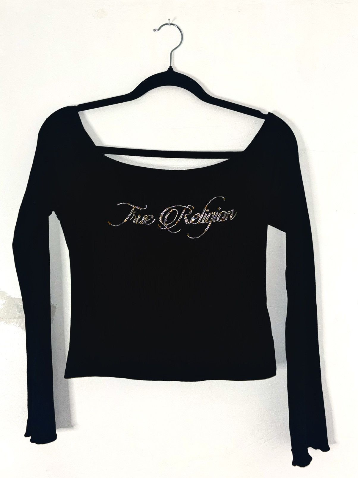 True Religion True Religion Black Off-Shoulder Rhinestone Long Sleeve Top Size M / US 6-8 / IT 42-44 - 1 Thumbnail