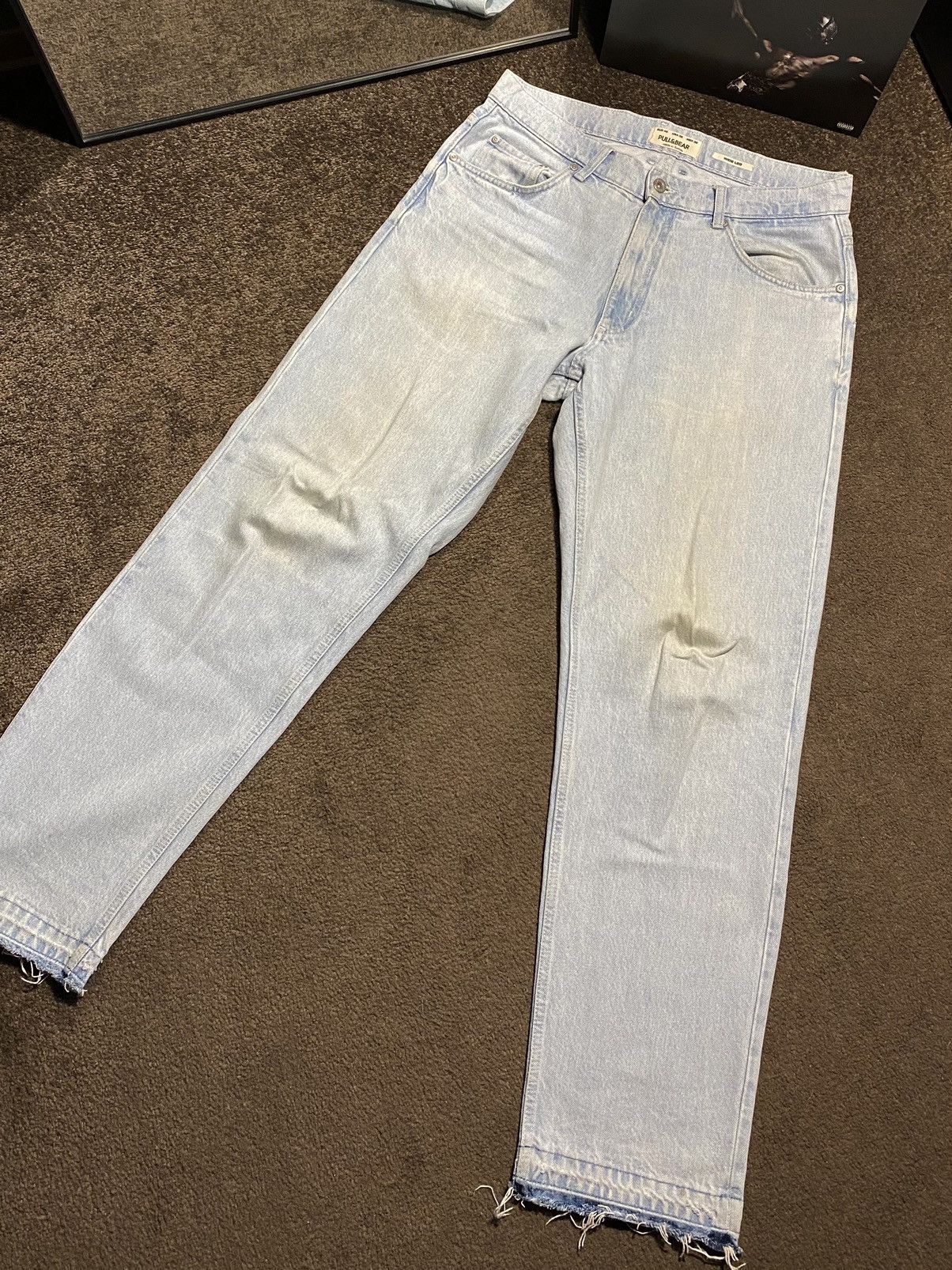 Vintage Open Hem Blue Jeans Straight Fit Washed Blue Size US 32 / EU 48 - 1 Thumbnail