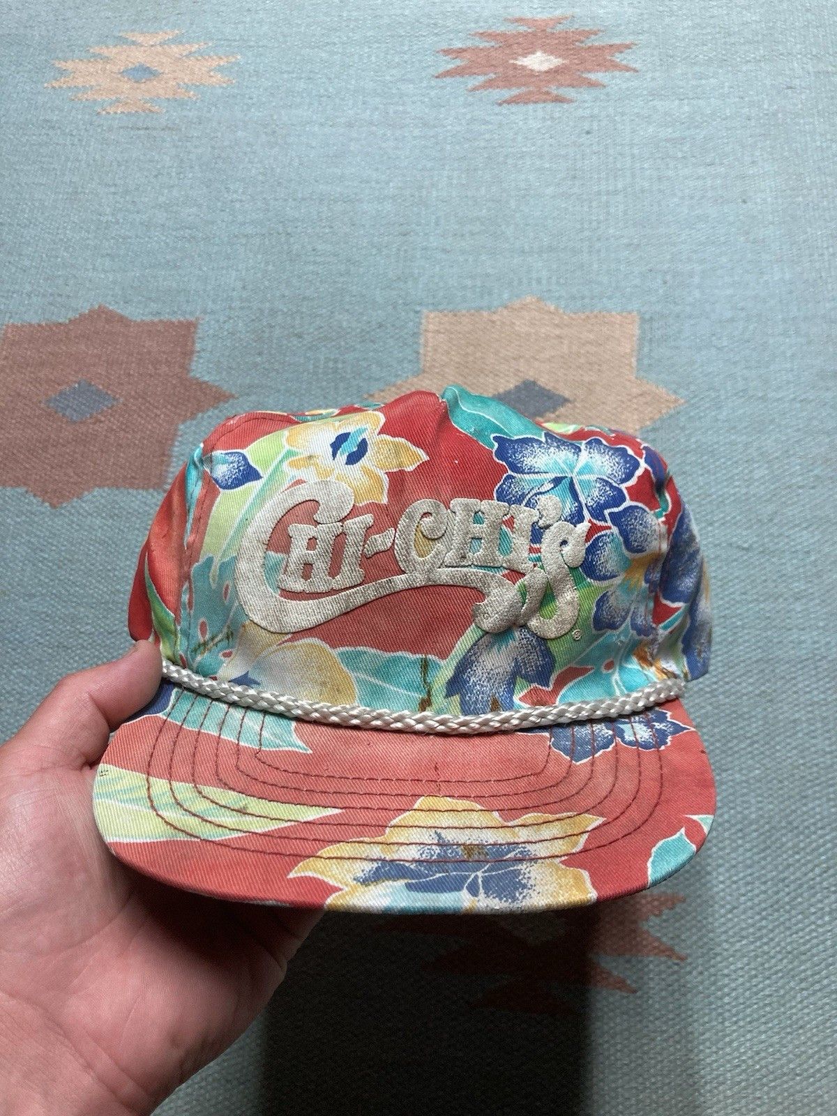 Vintage SnapBack hat Chi Chi’s Hawaiian floral flowers distres faded Size ONE SIZE - 2 Thumbnail