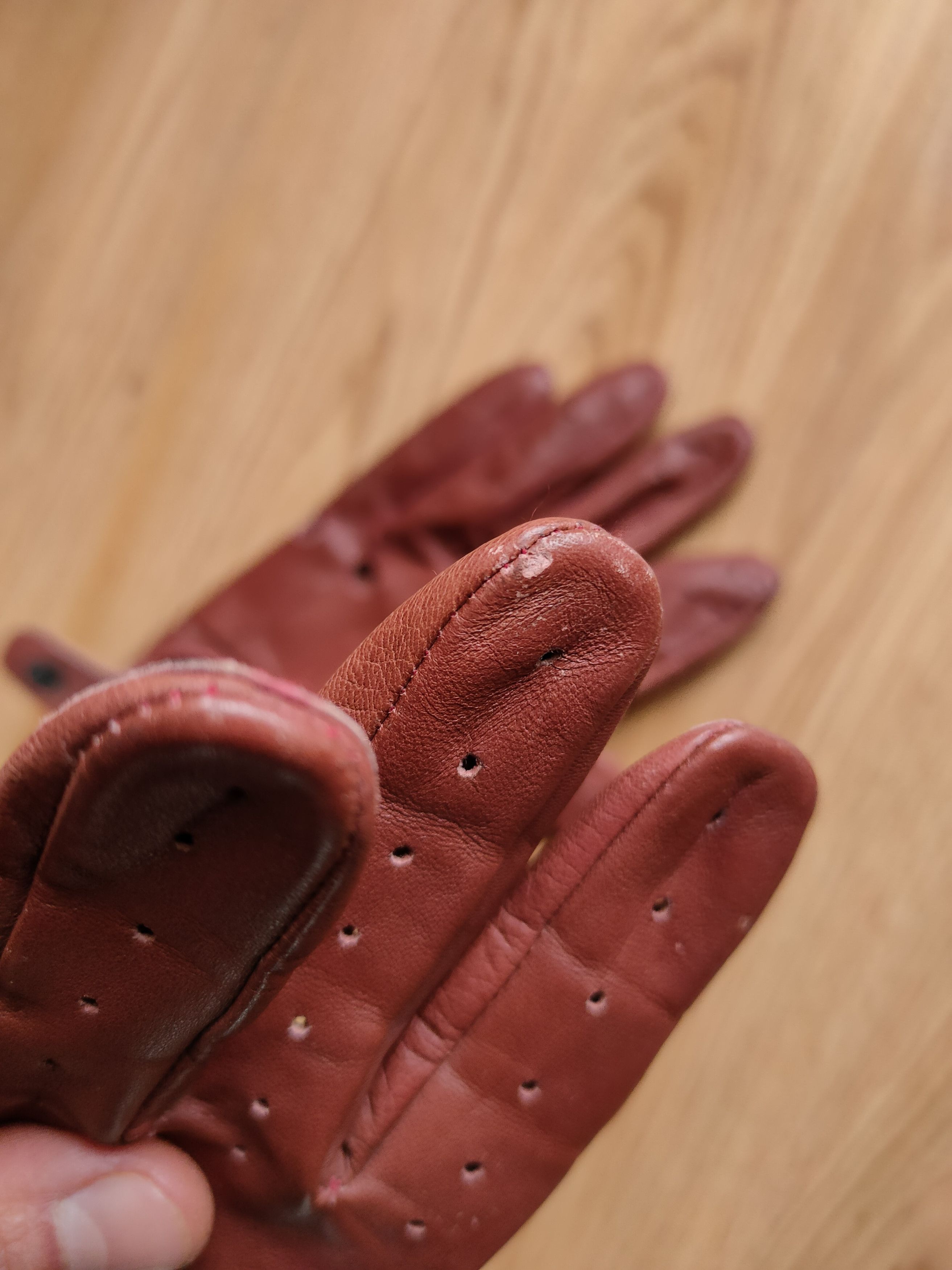 Designer × Leather Driving gloves leather racing gloves for the car M-L Size ONE SIZE - 7 Thumbnail