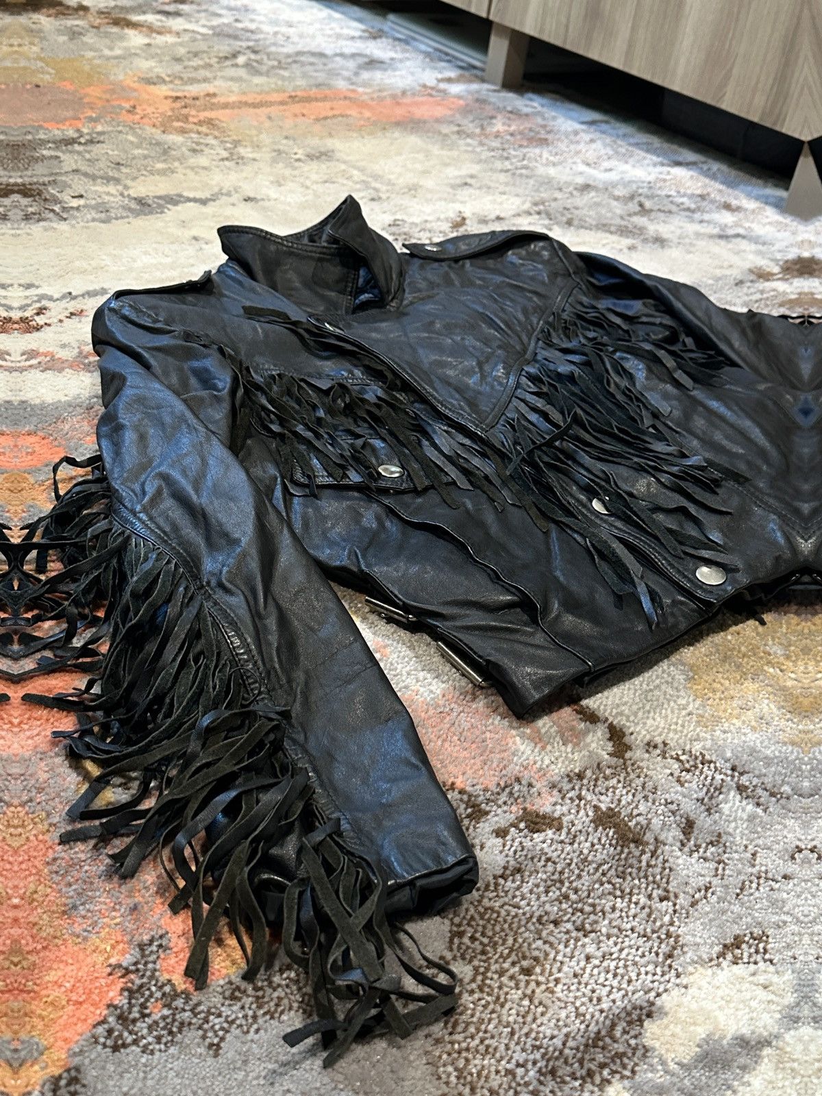 Other × Vintage Vintage Chia Fringe Leather Motorcycle Jacket Size US M / EU 48-50 / 2 - 2 Thumbnail