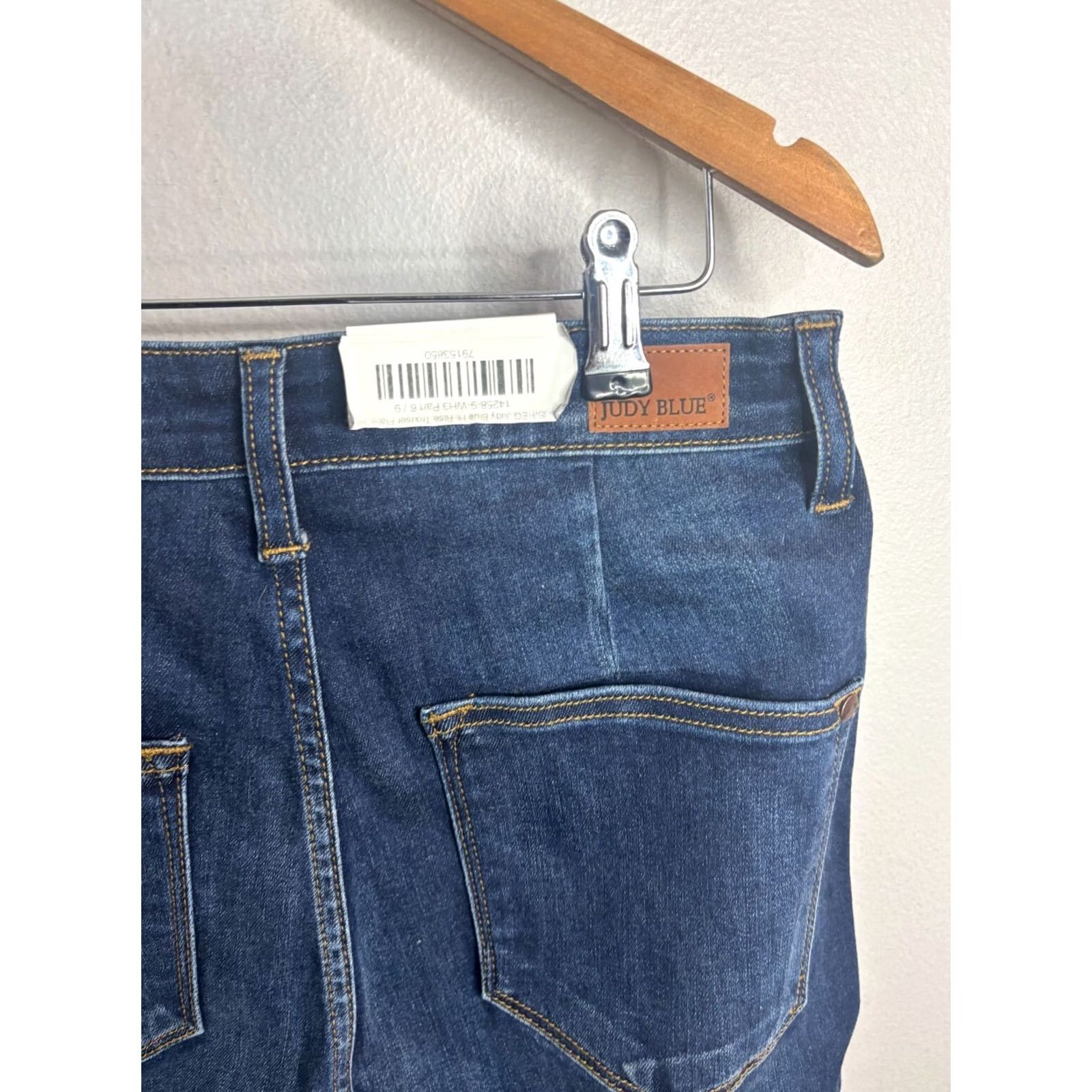Vintage Judy Blue Jeans Womens 9 Tall High Waist Flare Dark Blue 5-Pocket Denim Hippie Retro 4456 Size 30" / US 8 / IT 44 - 5 Thumbnail