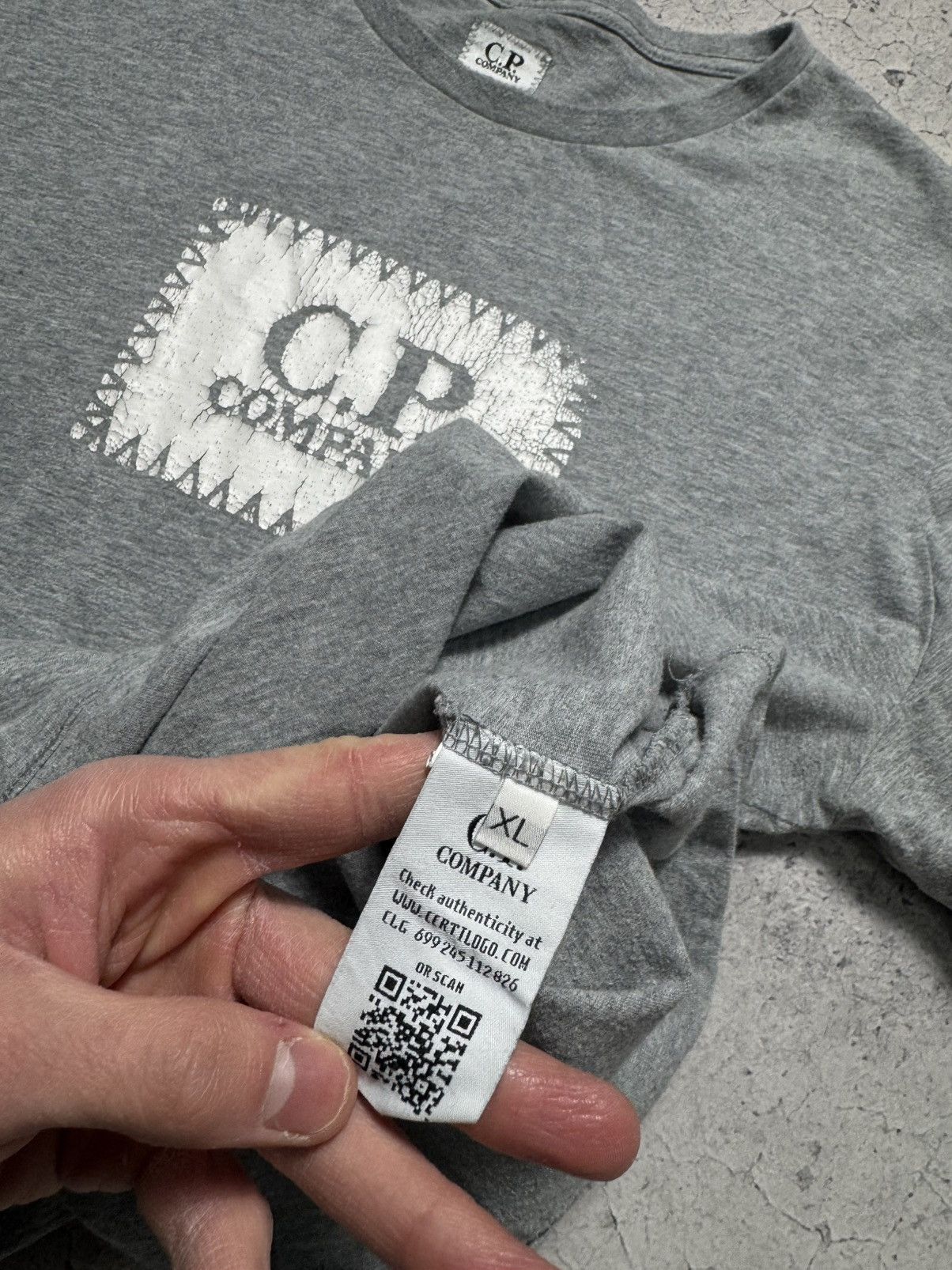 C.P. Company × Vintage C.P Company Vintage Big Logo Grey T-Shirt Size US L / EU 52-54 / 3 - 7 Thumbnail