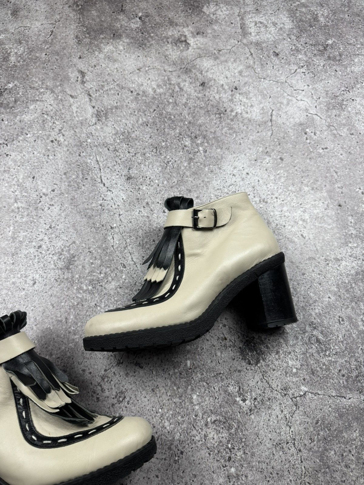 Japanese Brand Vintage Rick Owen’s Style Y2K Leather Fridge Heels Boots 00s Size US 8 / IT 38 - 4 Thumbnail