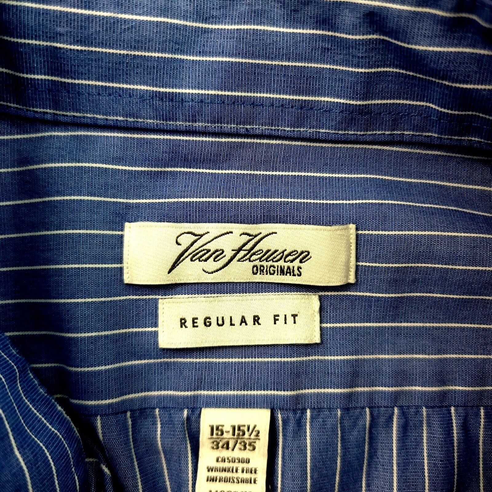 Van Heusen Van Heusen Originals Regular Fit 15-15.5 34/35 Blue Striped Size US S / EU 44-46 / 1 - 8 Thumbnail