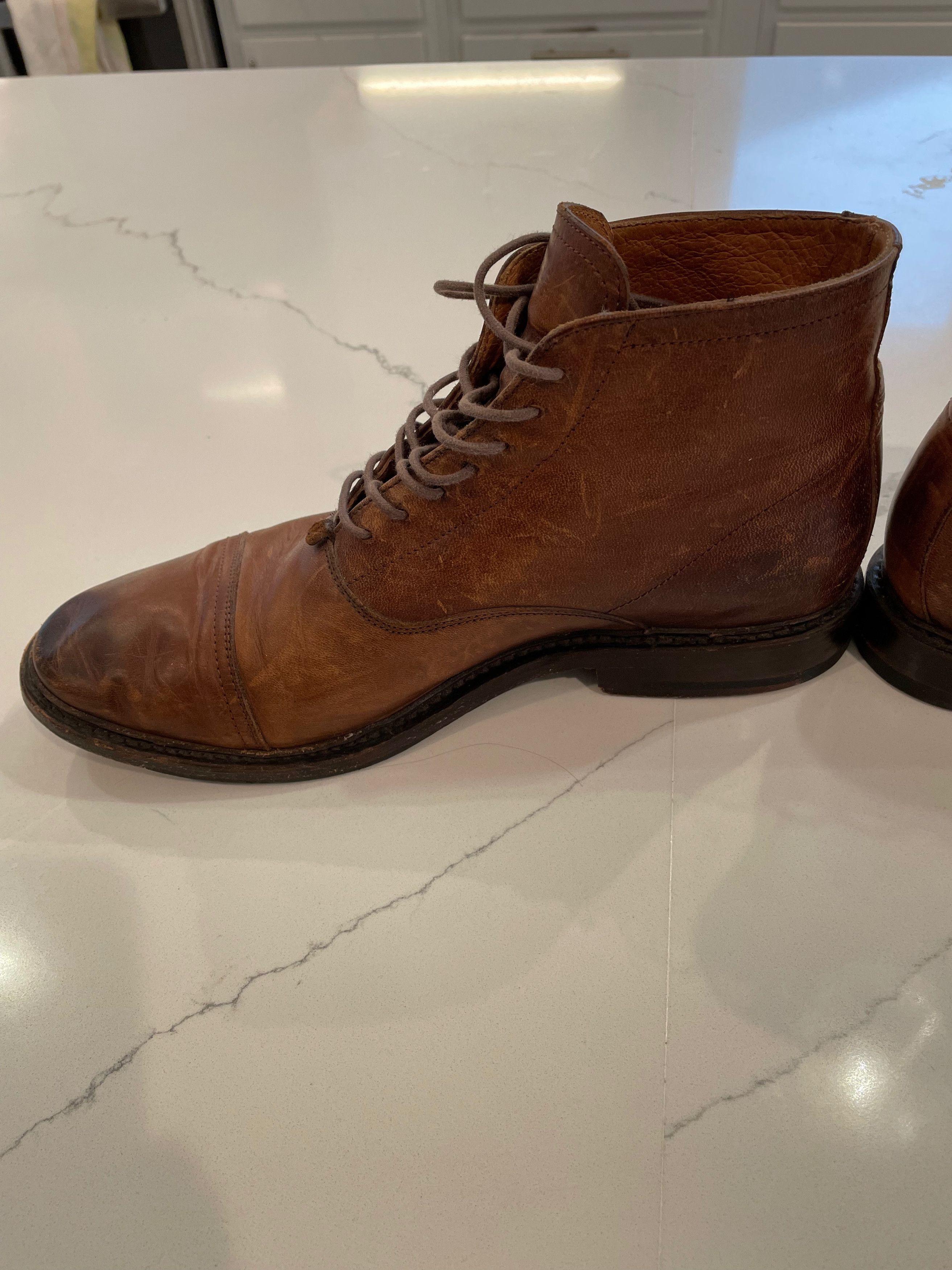Frye Paul Lace-up Leather Cap Toe Boots