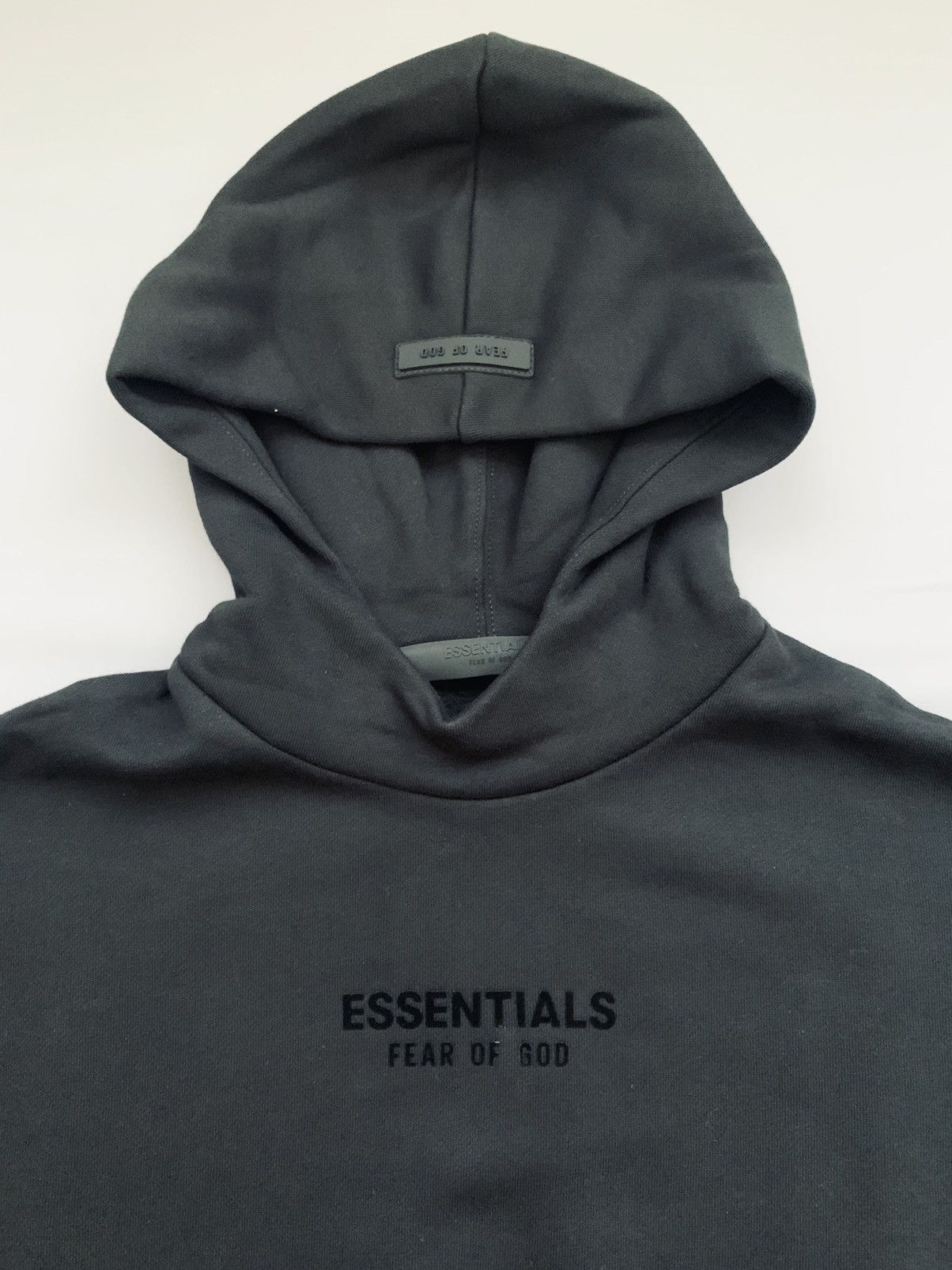 Fear of God Essentials Oversized Hoodie Jet Black | Grailed