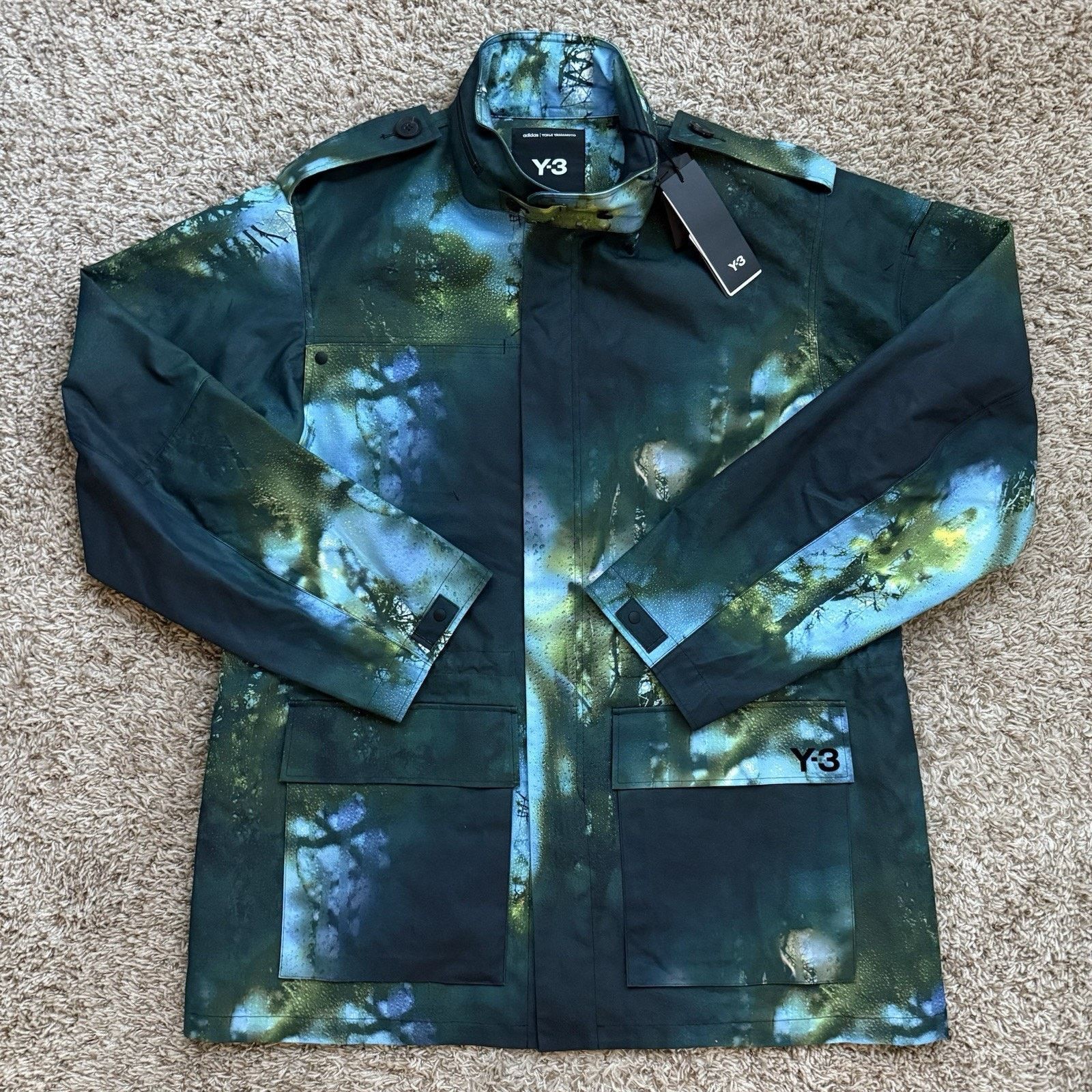 NWT Y-3 Adidas AOP Earth Print Field Jacket Multicolored