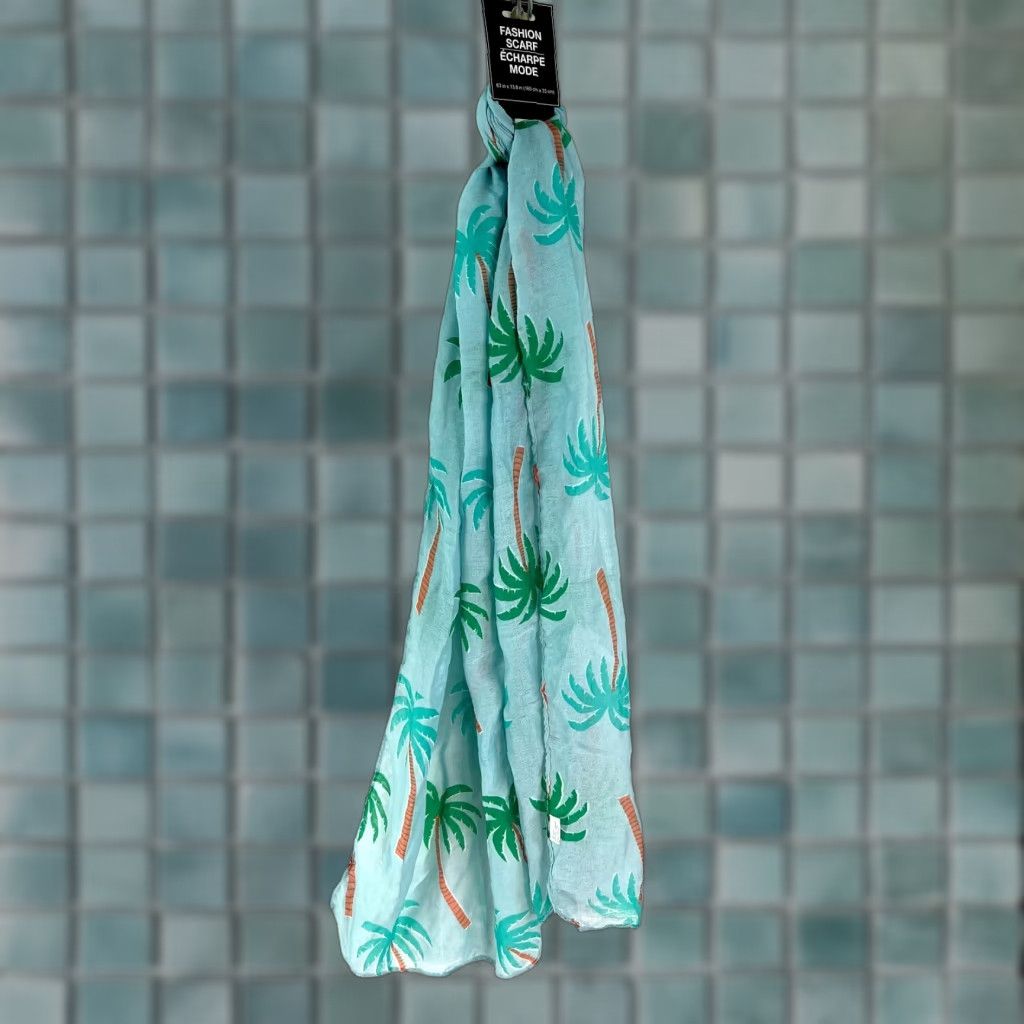 Vintage Greenbrier International Scarf Womens Rectangle 63" X 13.8" Palm Tree Green 100% Polyester New Size ONE SIZE - 1 Thumbnail