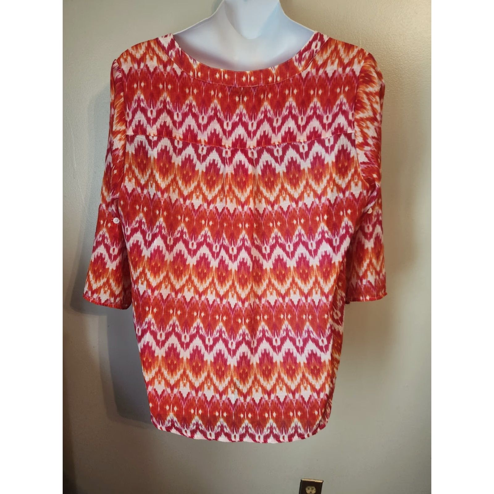 Vintage AGB Woman Geometric Button Front Top 3X Bohemian Hippie Casual Shirt Girls Size XXL / US 16-18 / IT 52-54 - 5 Thumbnail