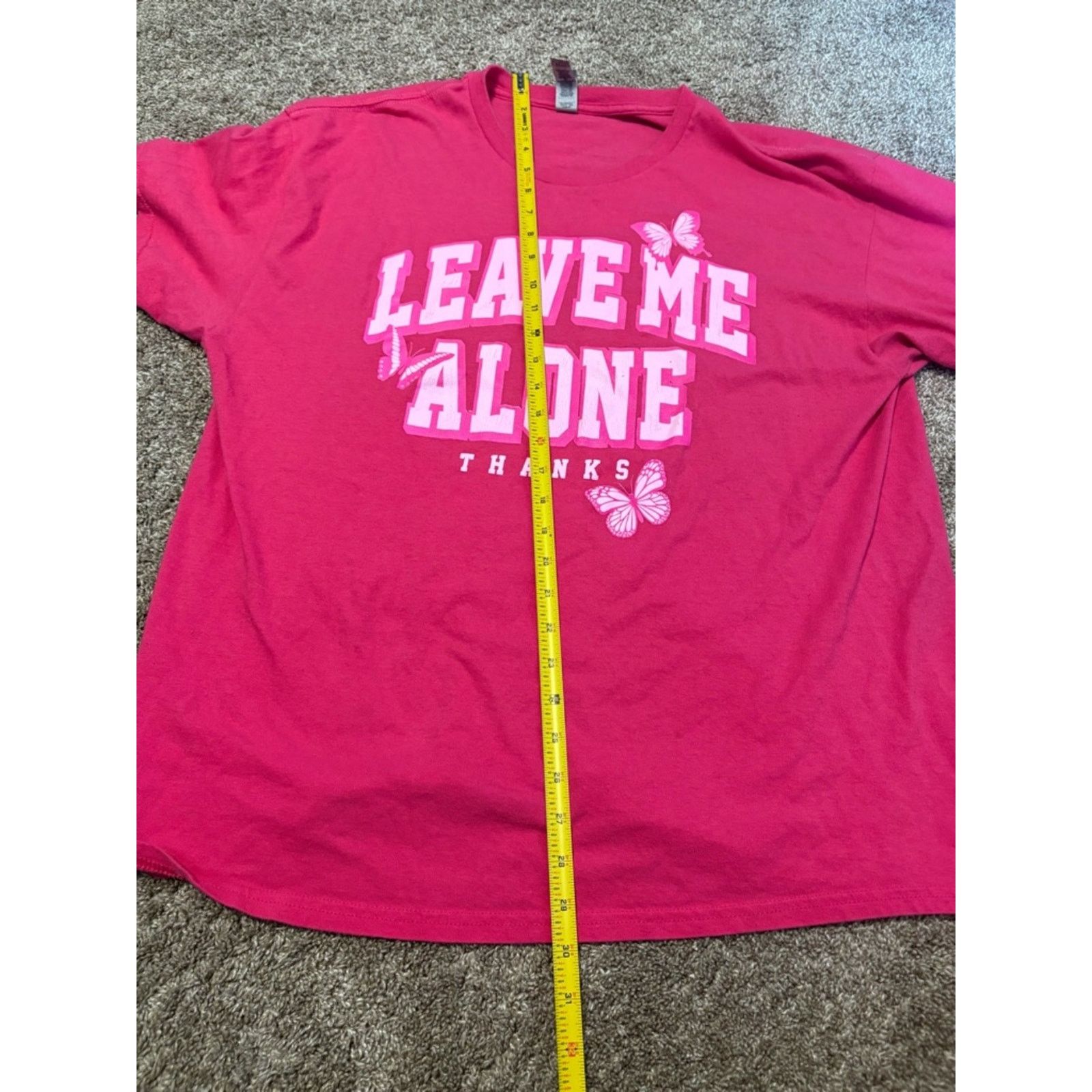 Gildan (Gildan) Pink Leave Me Alone Butterfly Tee: Size XL Size XL / US 12-14 / IT 48-50 - 6 Thumbnail