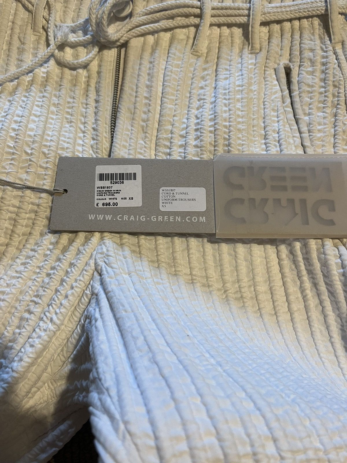 Craig Green SS18 tunnel cord trousers in white Size US 32 / EU 48 - 8 Thumbnail