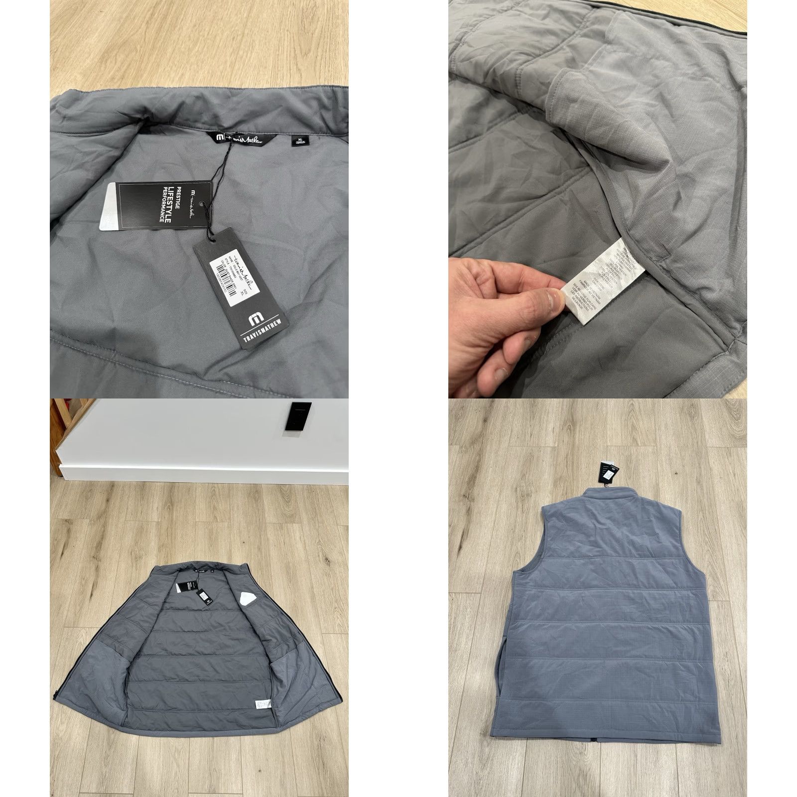 TravisMathew TravisMathew Vest XL Gray Cold Bay Quilted Full Zip Insulated Golf Mens Size US XL / EU 56 / 4 - 8 Thumbnail