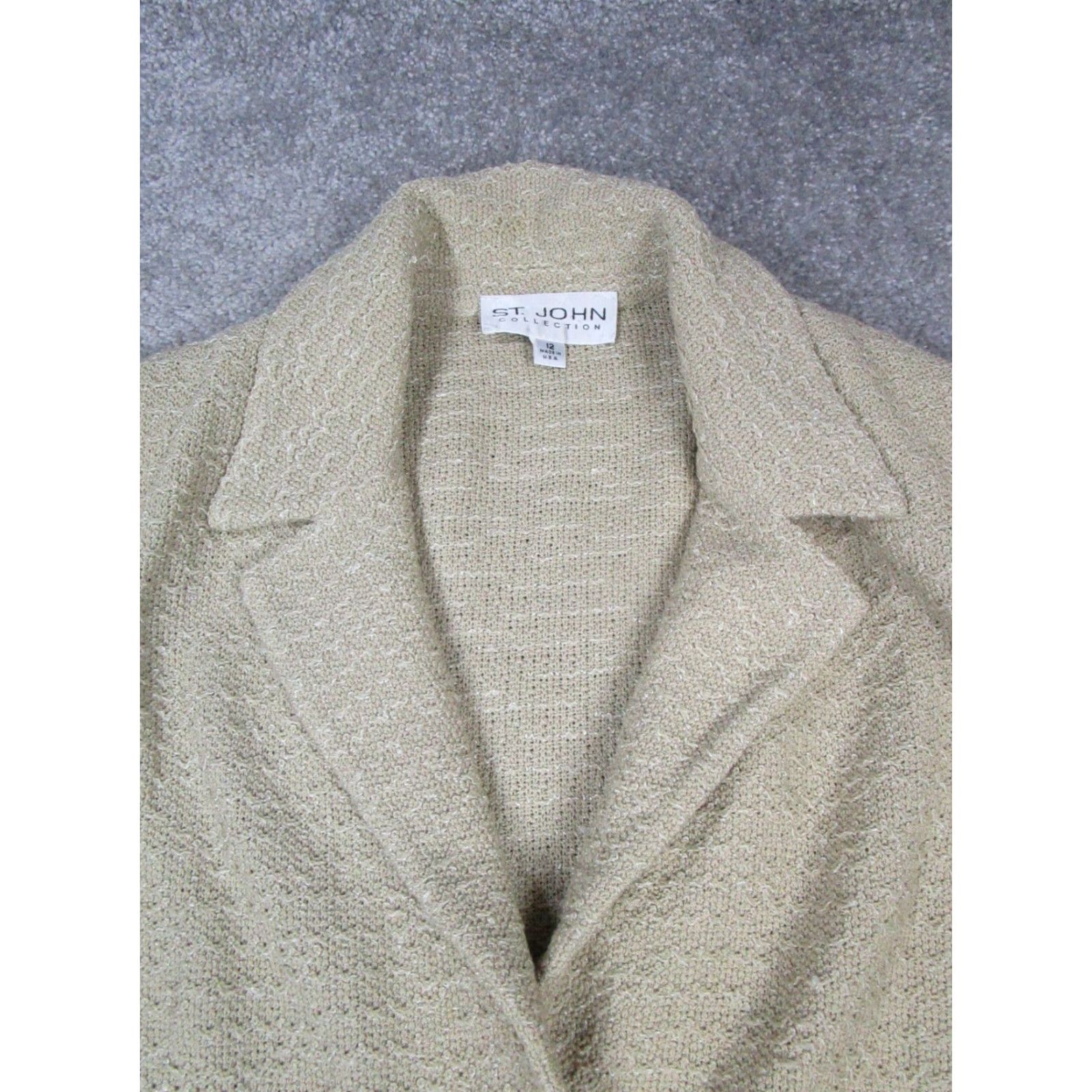 St. John ST.John Collection Jacket Womens 12 Beige Knit Wool Regular Long Sleeve Button Mid-Length Size XL / US 12-14 / IT 48-50 - 2 Thumbnail