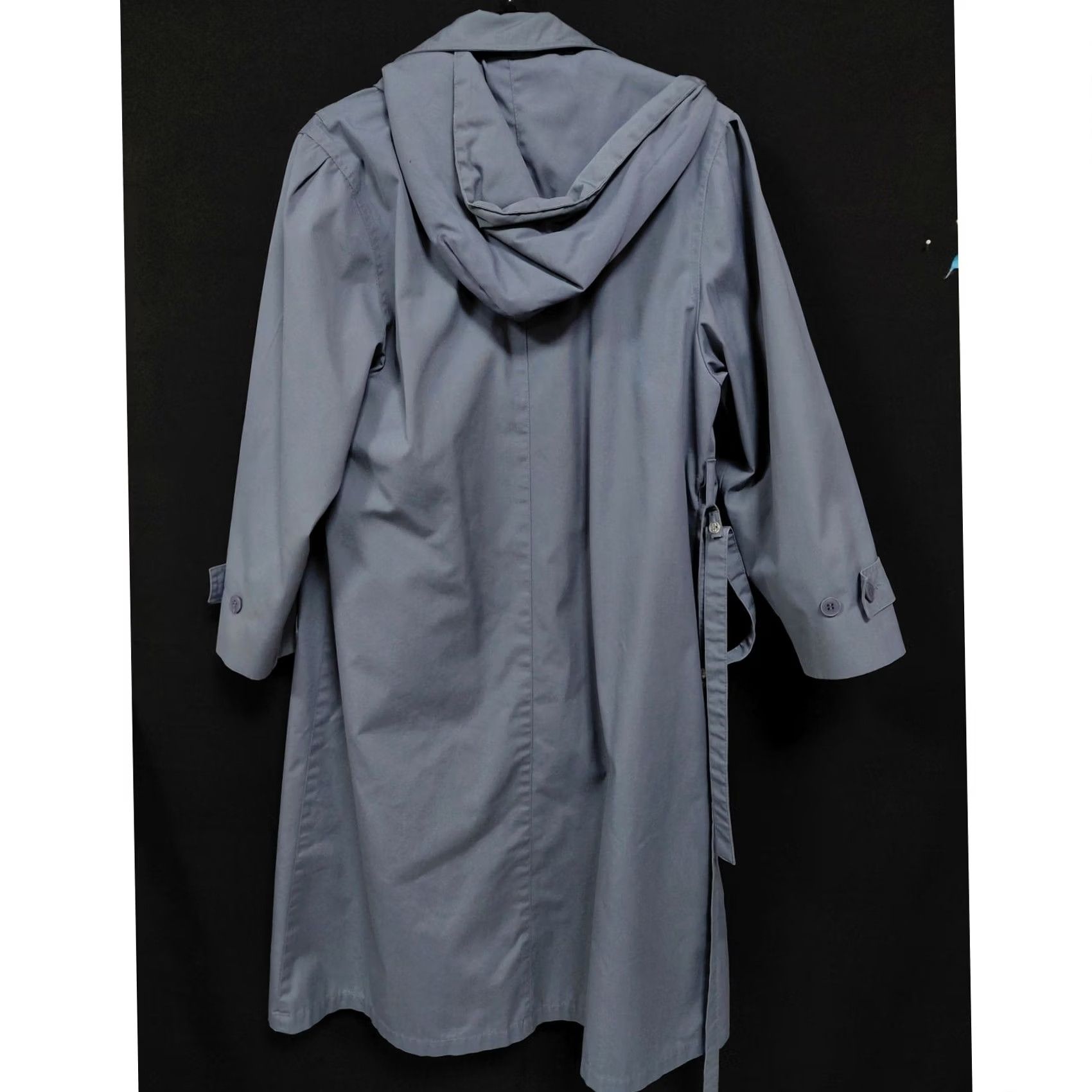 London Fog VINTAGE? No. London Fog Hooded Trench Coat Blue Solid Long Sleeve Petites 8 Womens Coat Size M / US 6-8 / IT 42-44 - 2 Thumbnail