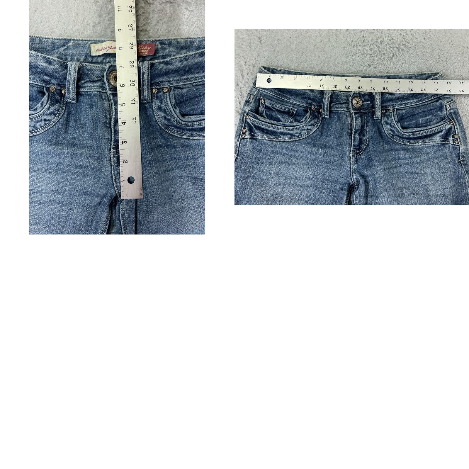Vintage Aéropostale Jeans Womens 7 Denim Blue 5-Pocket Regular Flared Distressed Cotton Blend Jeans Size 28" / US 6 / IT 42 - 9 Thumbnail