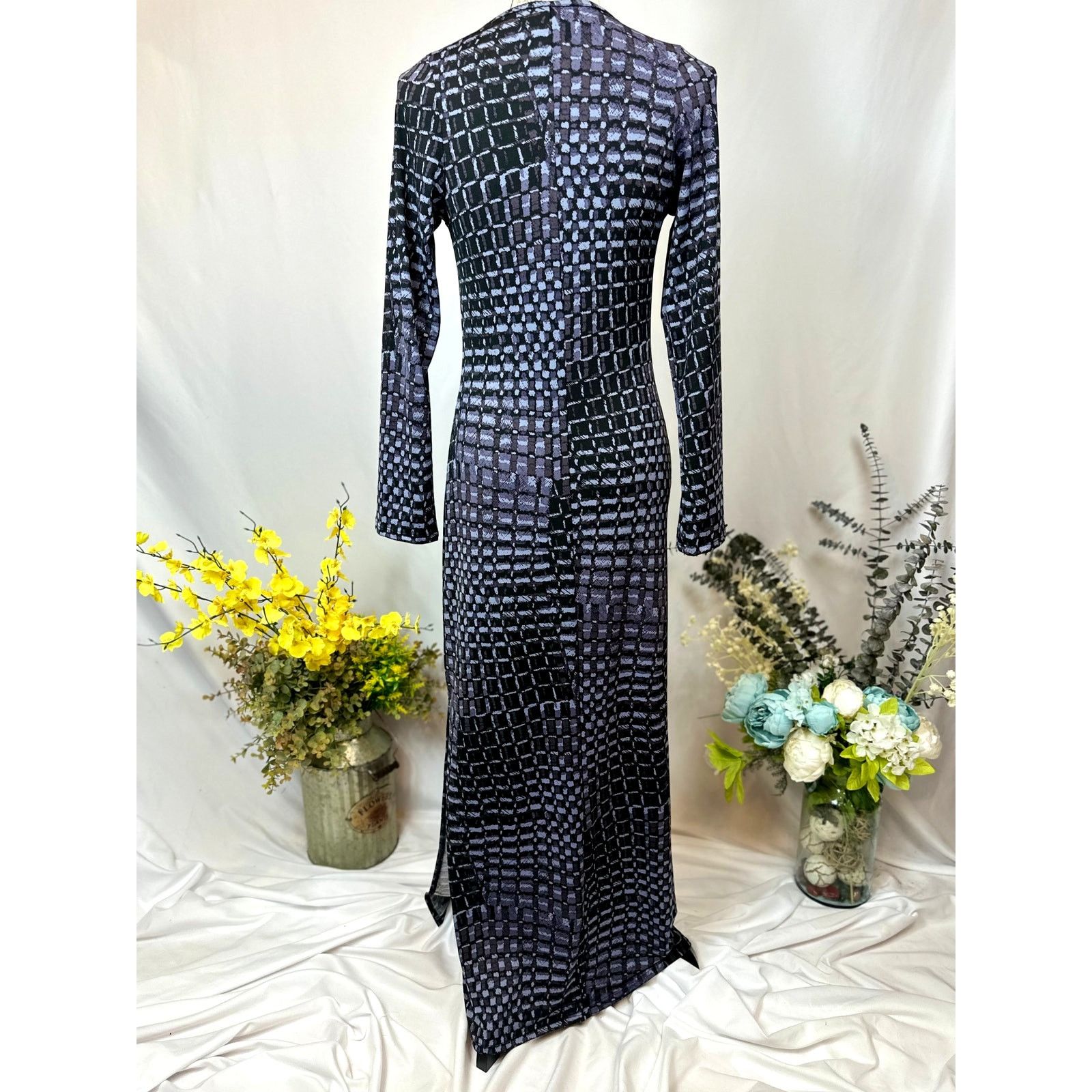 Other 24seven Comfort Side Slit Geometric Maxi Dress Blue Multi M Size M / US 6-8 / IT 42-44 - 6 Thumbnail