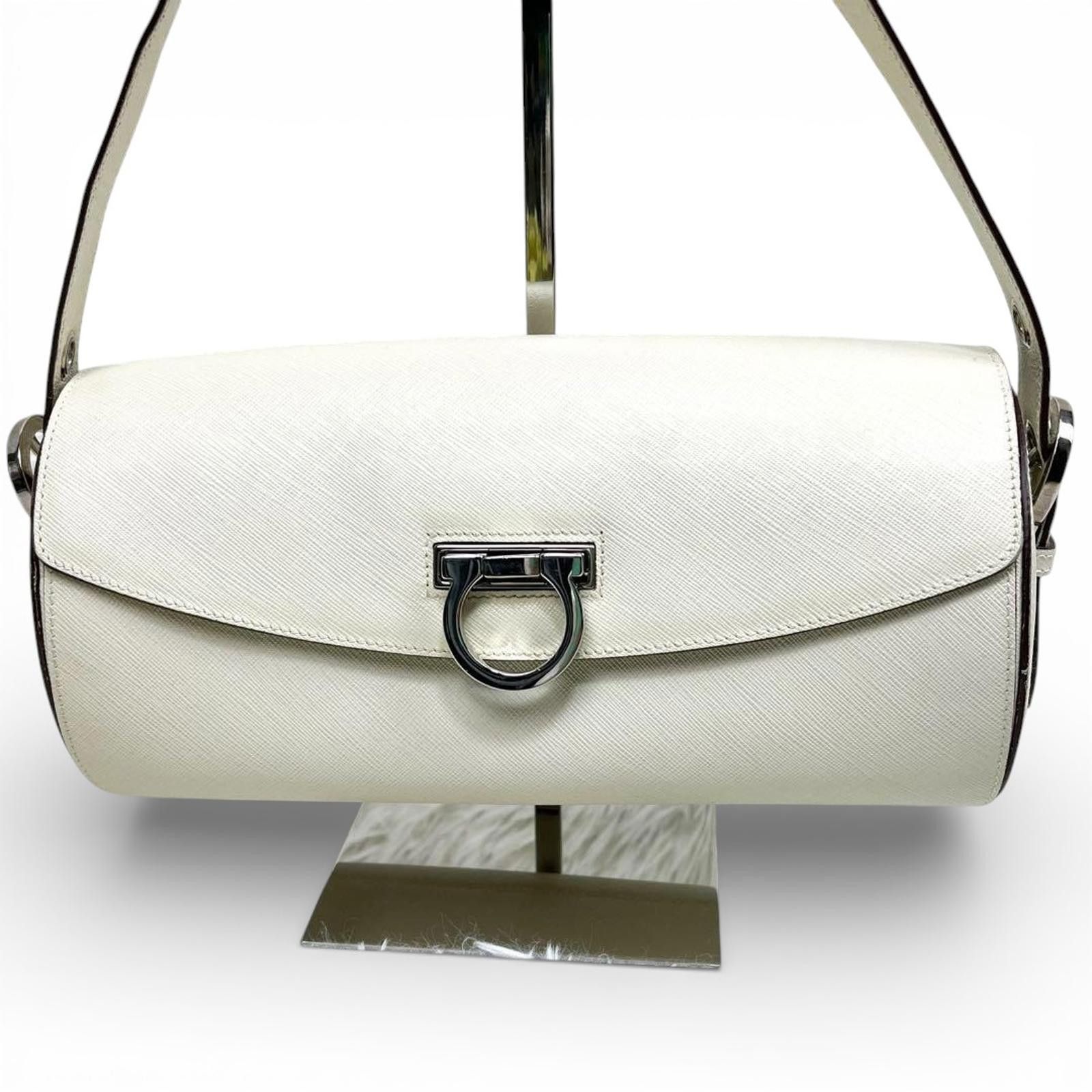 Salvatore Ferragamo Salvatore Ferragamo - White Leather Cylindrical Shoulder Bag Size ONE SIZE - 2 Thumbnail
