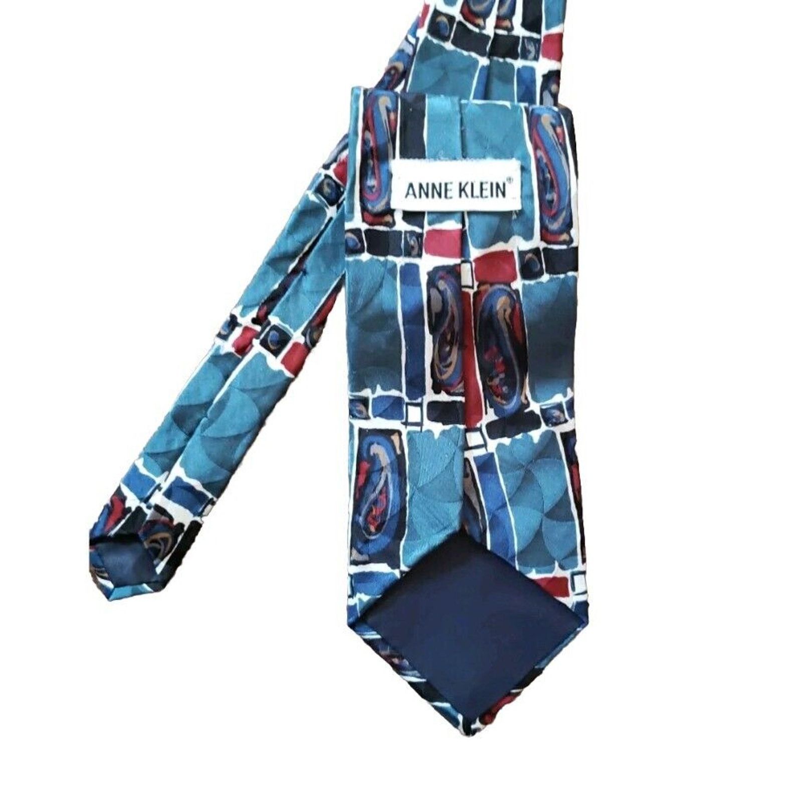 Anne Klein Anne Klein Men's Vintage Tie 58" x 4" Blue/Burgundy/Gray Size ONE SIZE - 4 Thumbnail