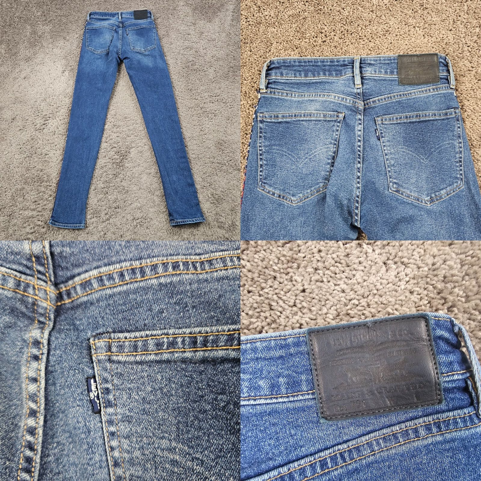 Levi's VINTAGE Levi's 721 Skinny Jeans Womens Regular Fit Stretch Denim 24x30 Blue 2010s Size 27" / US 4 / IT 40 - 8 Thumbnail
