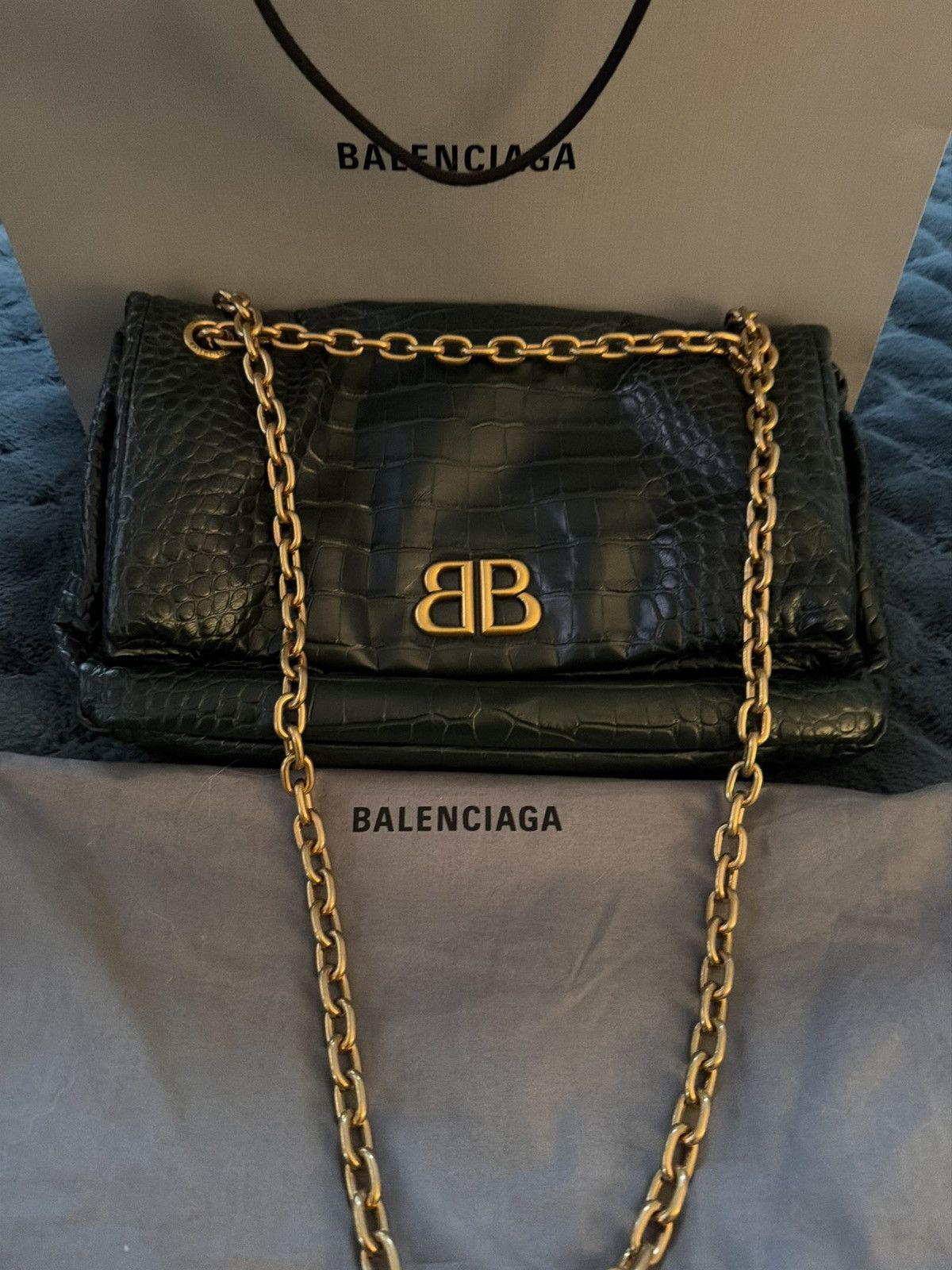 Balenciaga Green Crocodile Balenciaga Bag Size ONE SIZE - 3 Thumbnail