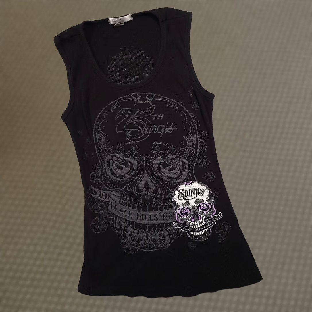 Vintage VINTAGE Hot Leathers Shirt Womens Large Black 2015 Skull Tank Top Biker Rally Size L / US 10 / IT 46 - 1 Thumbnail