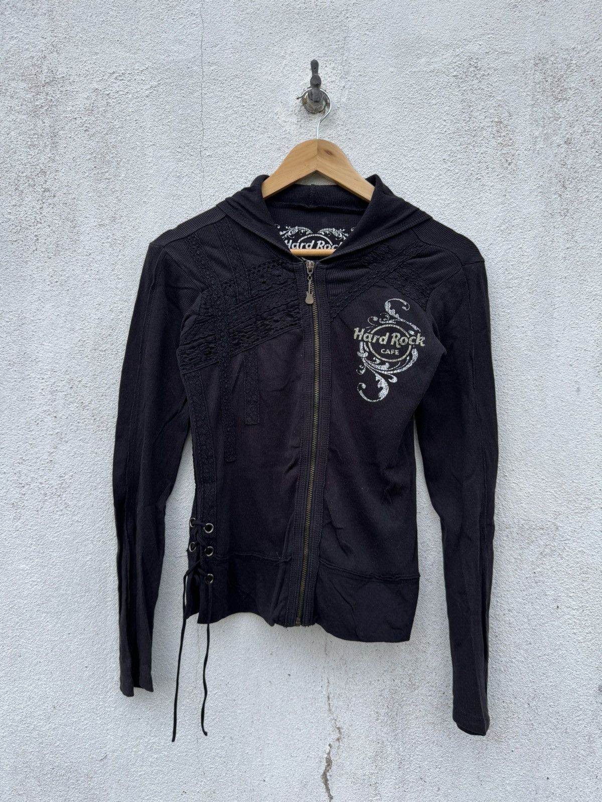 If Six Was Nine 2000s Hard Rock Cafe Leopard Bondage Laces Zip Up Hoodie Size XS / US 0-2 / IT 36-38 - 3 Thumbnail