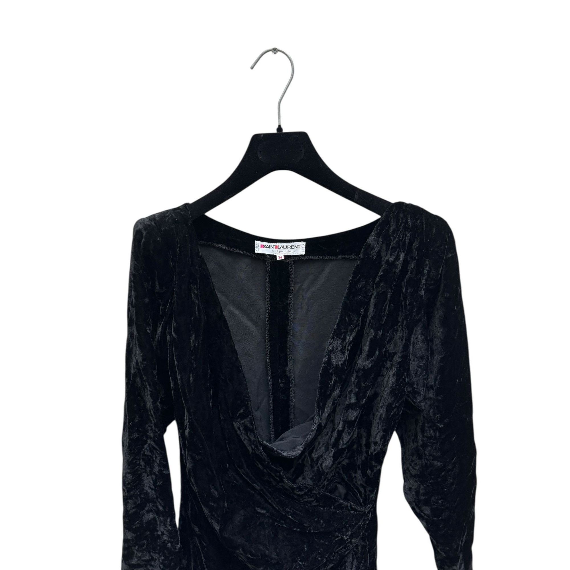 Yves Saint Laurent 1970s Black Velvet Wrap Dress Size XS / US 0-2 / IT 36-38 - 2 Thumbnail