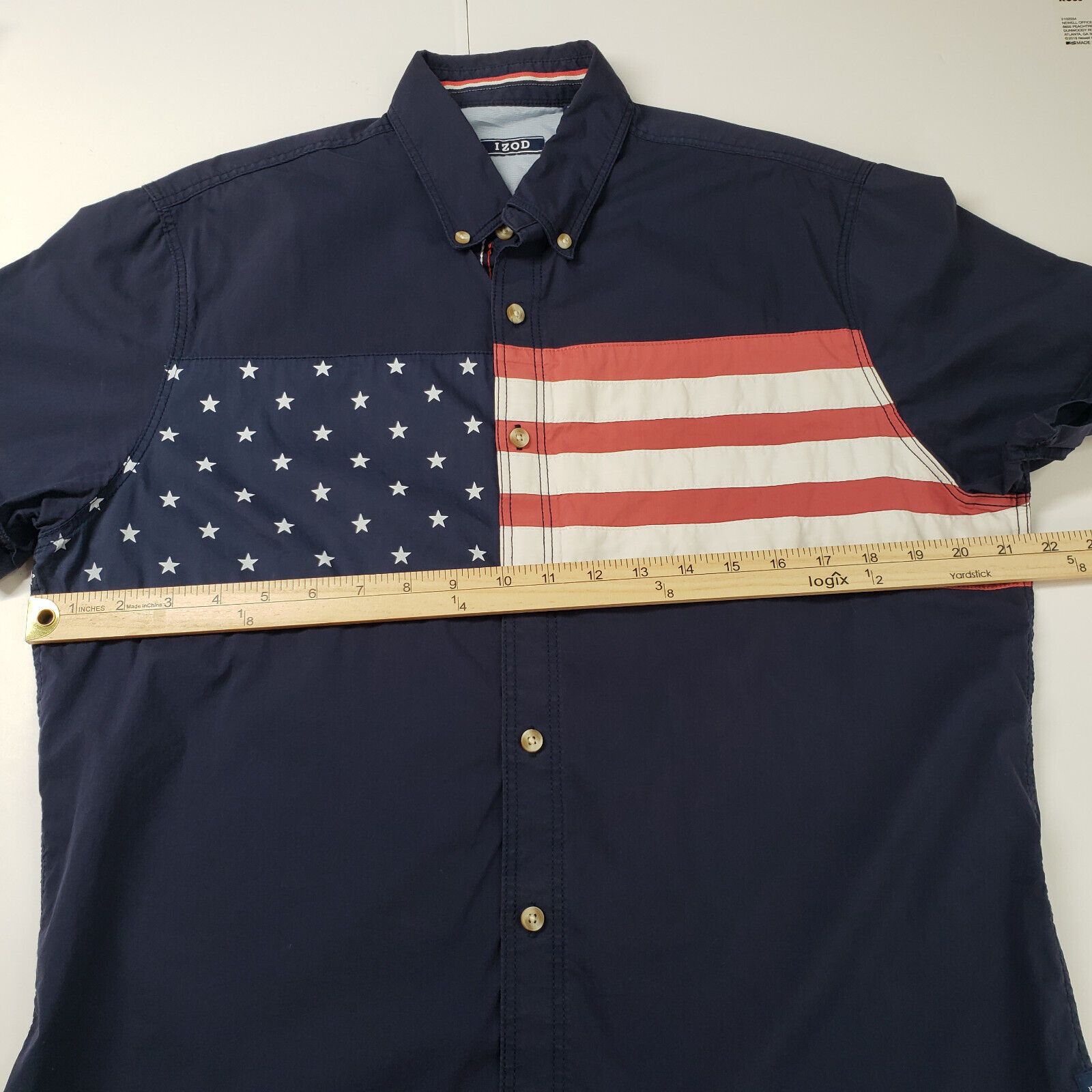 Izod Izod American Flag Button Down Shirt Mens Medium Blue Size US M / EU 48-50 / 2 - 4 Thumbnail