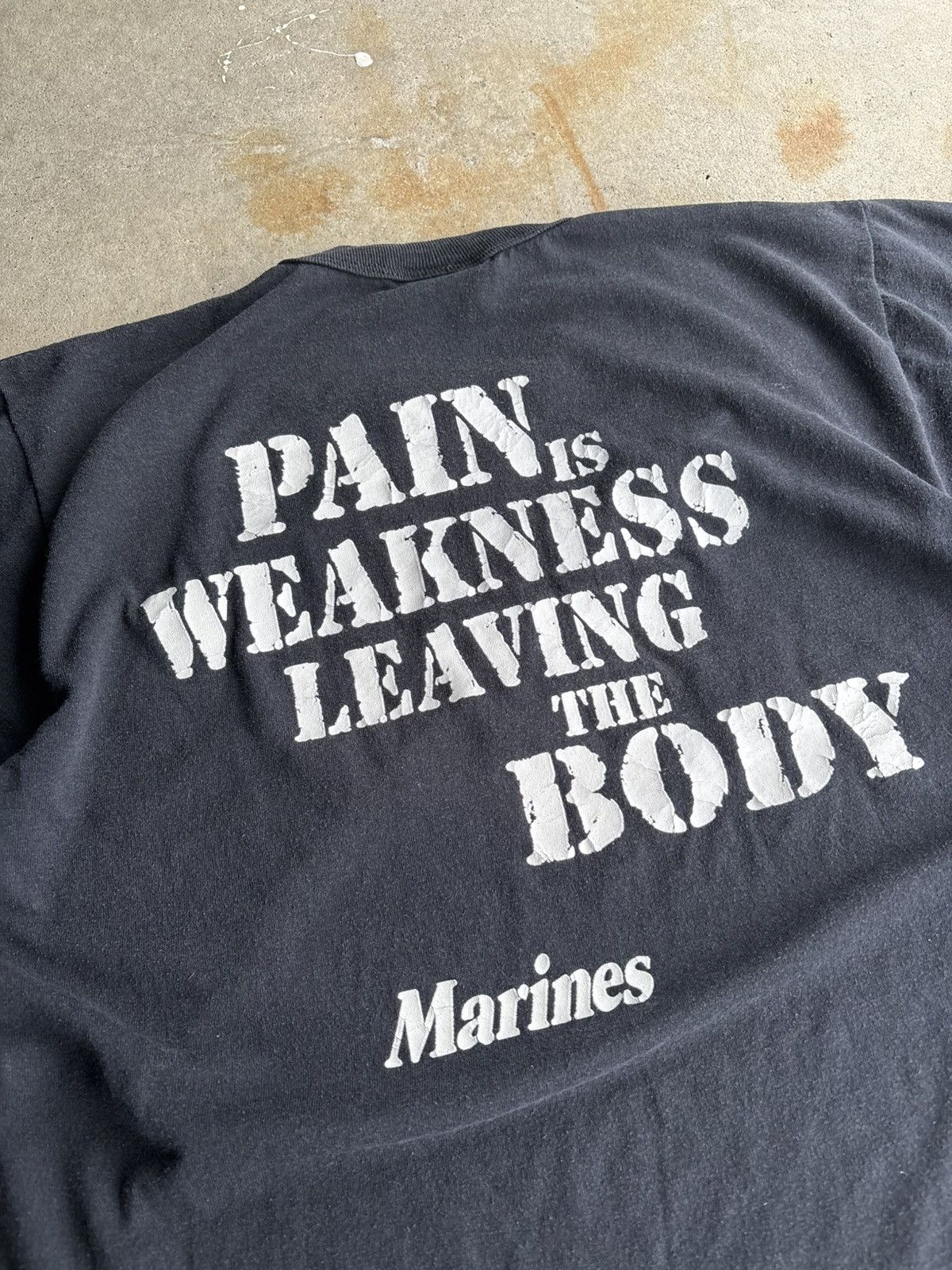 Other Vintage 90s USMC Marines Boxy Black Pain Is Weakness Tee Size US S / EU 44-46 / 1 - 6 Thumbnail