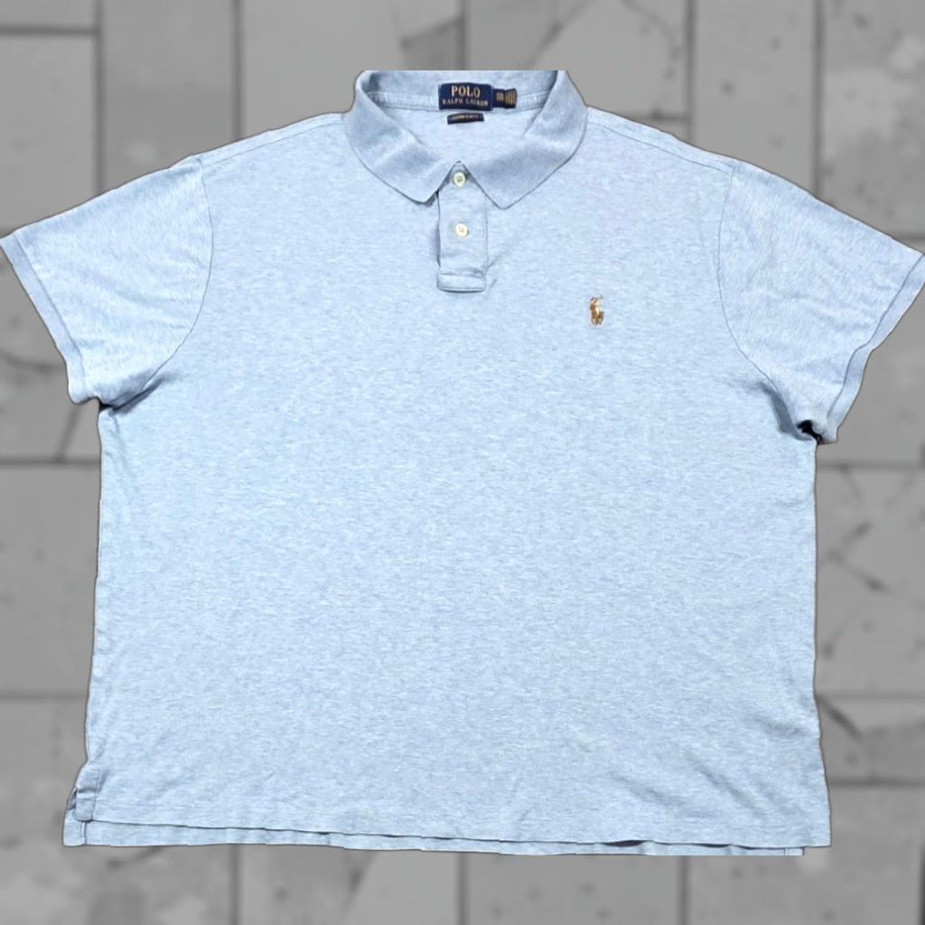 Polo Ralph Lauren VINTAGE Polo Ralph Lauren Polo Shirt Mens 2XL Heather Blue Short Sleeve Solid Blue Pony Polo Shirt Mens 2XL Size US XXL / EU 58 / 5 - 1 Thumbnail