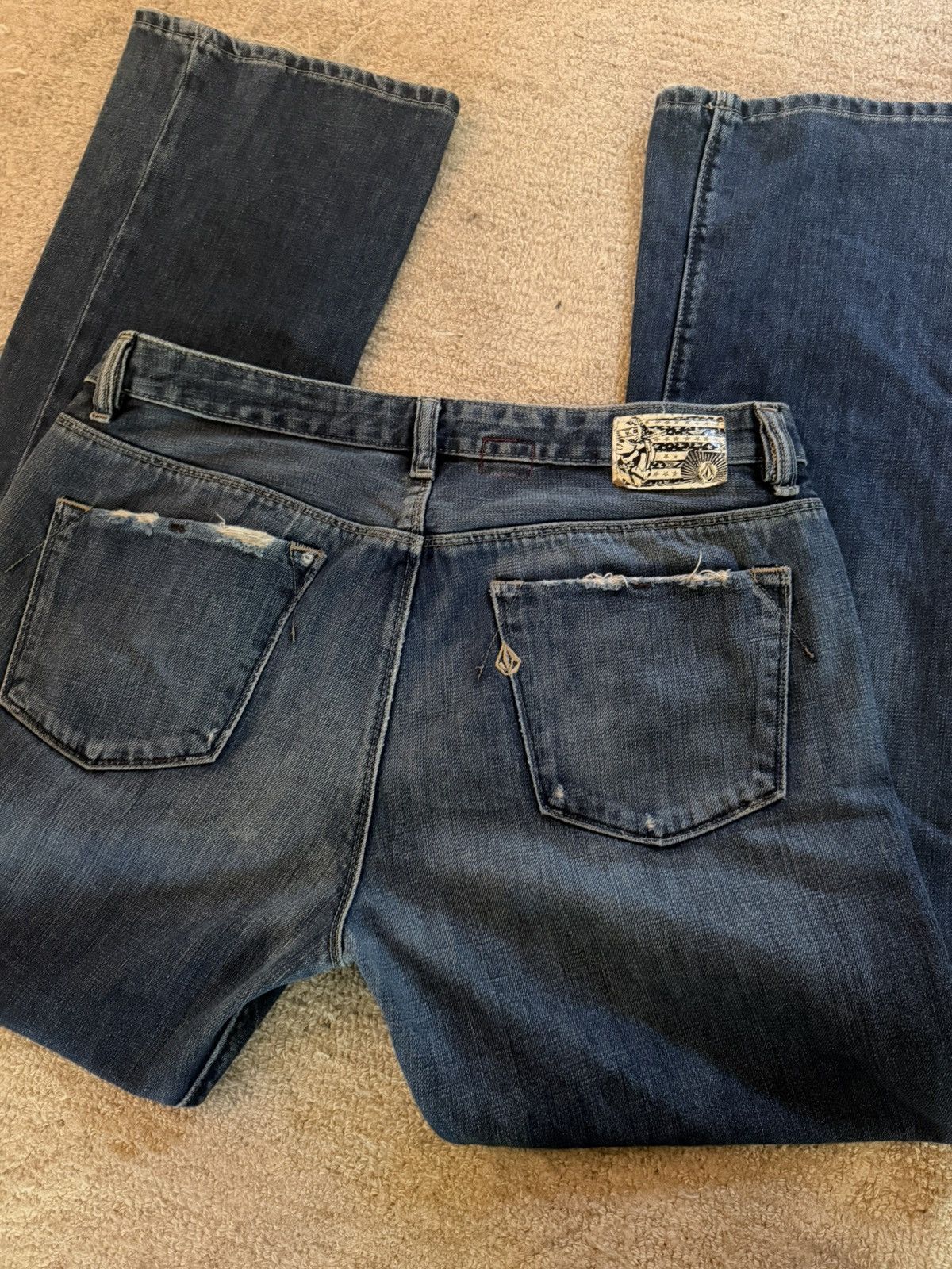 Volcom VTG Volcom Jeans Straight Boot 36 distress faded skate patch Size US 36 / EU 52 - 5 Thumbnail