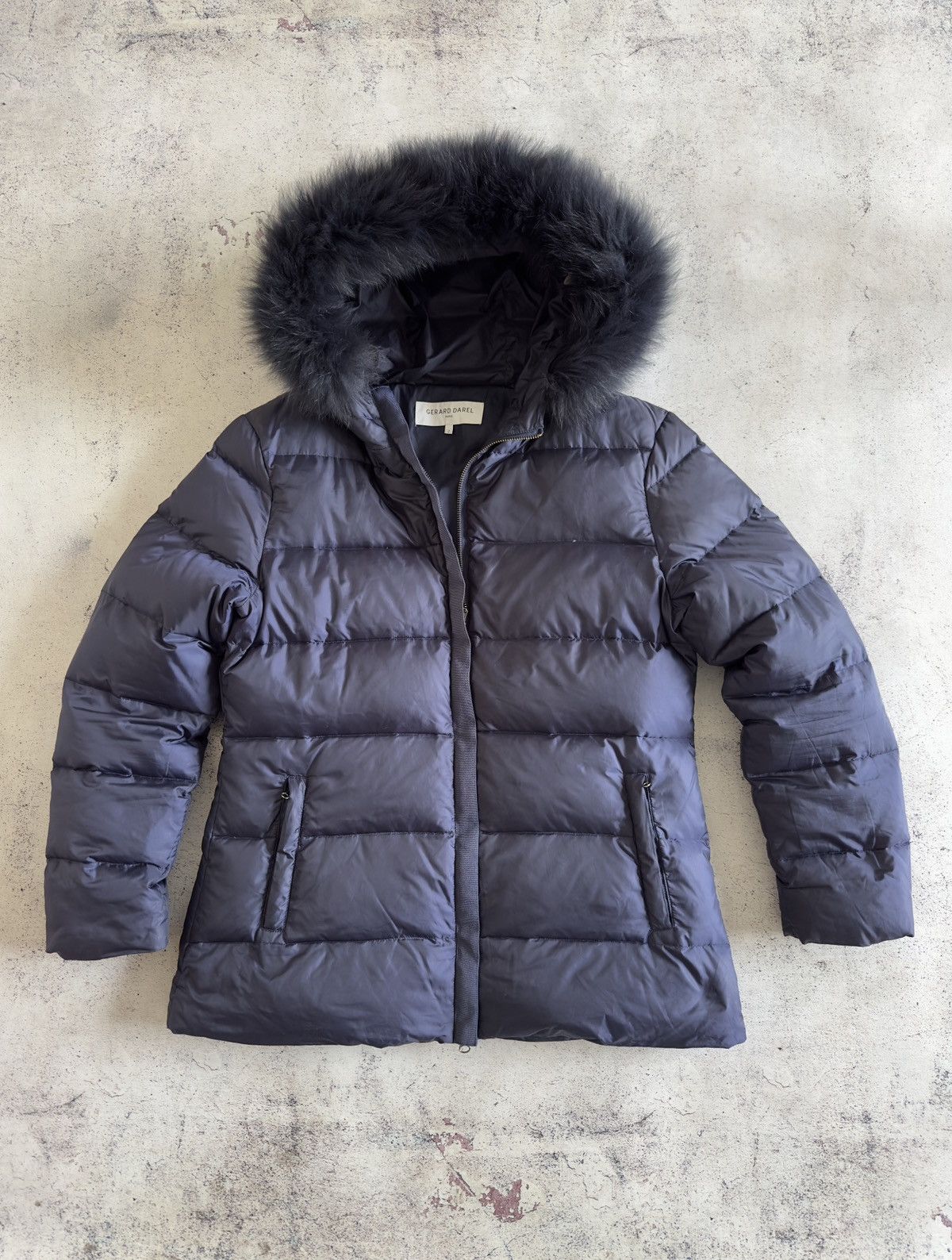 Gerard Darel Gerard Darel Paris Blue Down Jacket With Fur Hood Size 2 Size L / US 10 / IT 46 - 2 Thumbnail