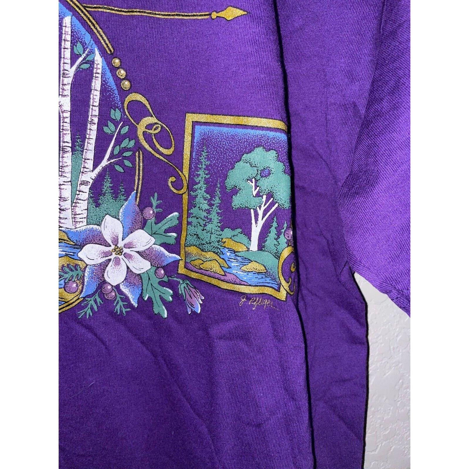 Jerzees Vintage Virginia Shirt Mountains Purple Tee VTG 90s Large Size US L / EU 52-54 / 3 - 4 Thumbnail