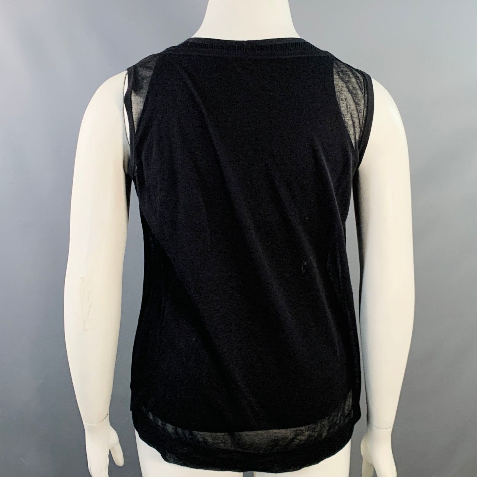Akris AKRIS Size L Black Silk Cotton Layered Tank Casual Top Size L / US 10 / IT 46 - 3 Thumbnail