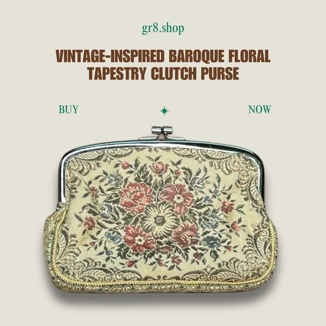 Other Vintage-Inspired Baroque Floral Tapestry Clutch Purse With M Size ONE SIZE - 1 Thumbnail
