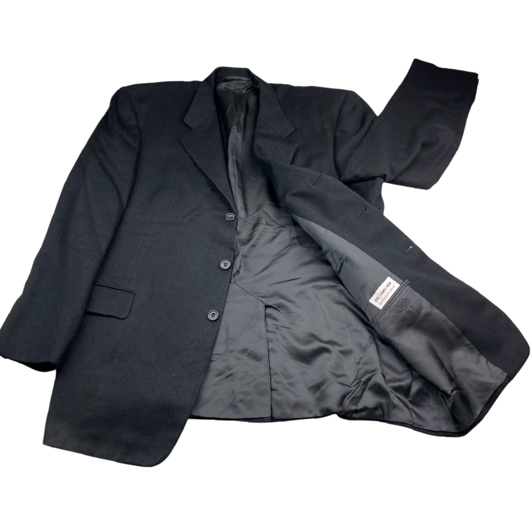Camel Hickey Freeman Blazer Jacket Men’s 44R - 100% Camel Hair Black - 3-Button Front, Single Vented, Notch Lapel, Regular Fit, 44 Chest, Business, Men Size 44R - 3 Thumbnail