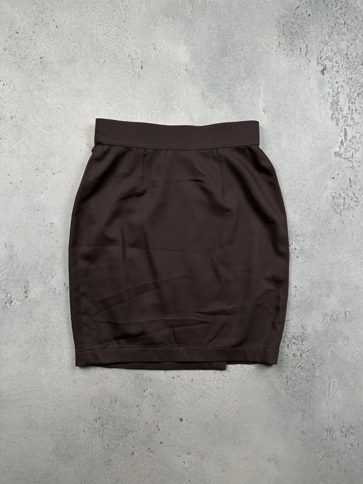 Thierry Mugler Thierry Mugler Paris Brown Wrap Pencil Skirt Structured 80s Size 28" / US 6 / IT 42 - 4 Thumbnail