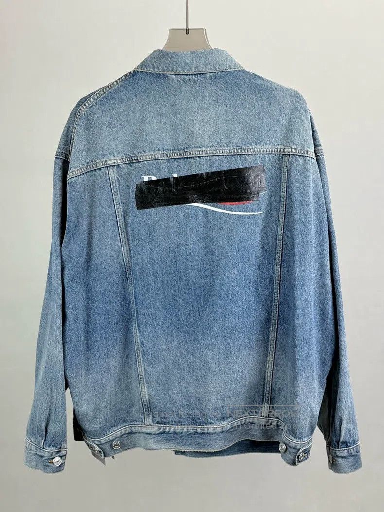Balenciaga Balenciaga Back Tape Coke Denim Jacket Size US S / EU 44-46 / 1 - 2 Thumbnail