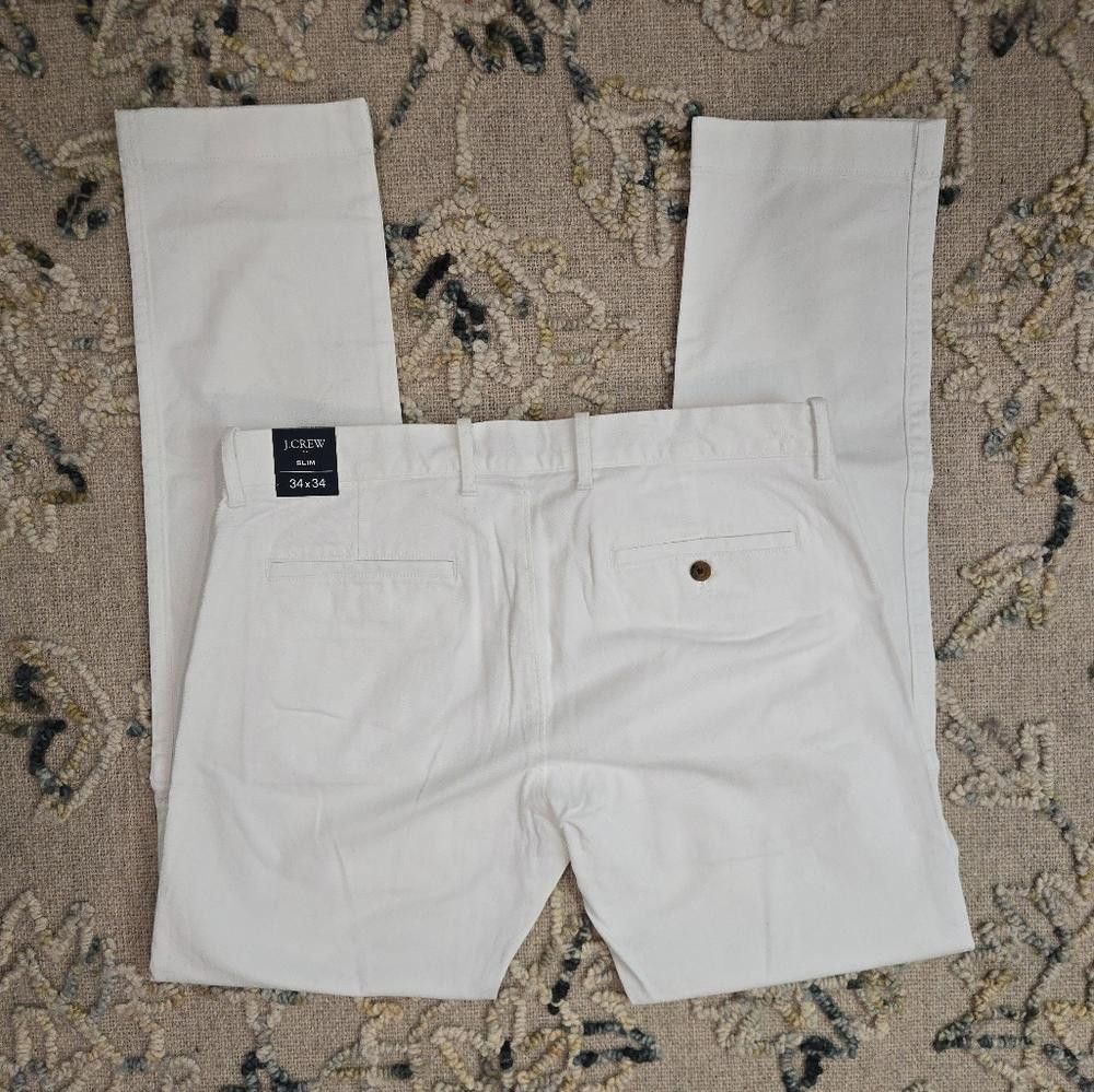 J.Crew J Crew Slim Fit Flex Chino Pant in White Size US 34 / EU 50 - 8 Thumbnail