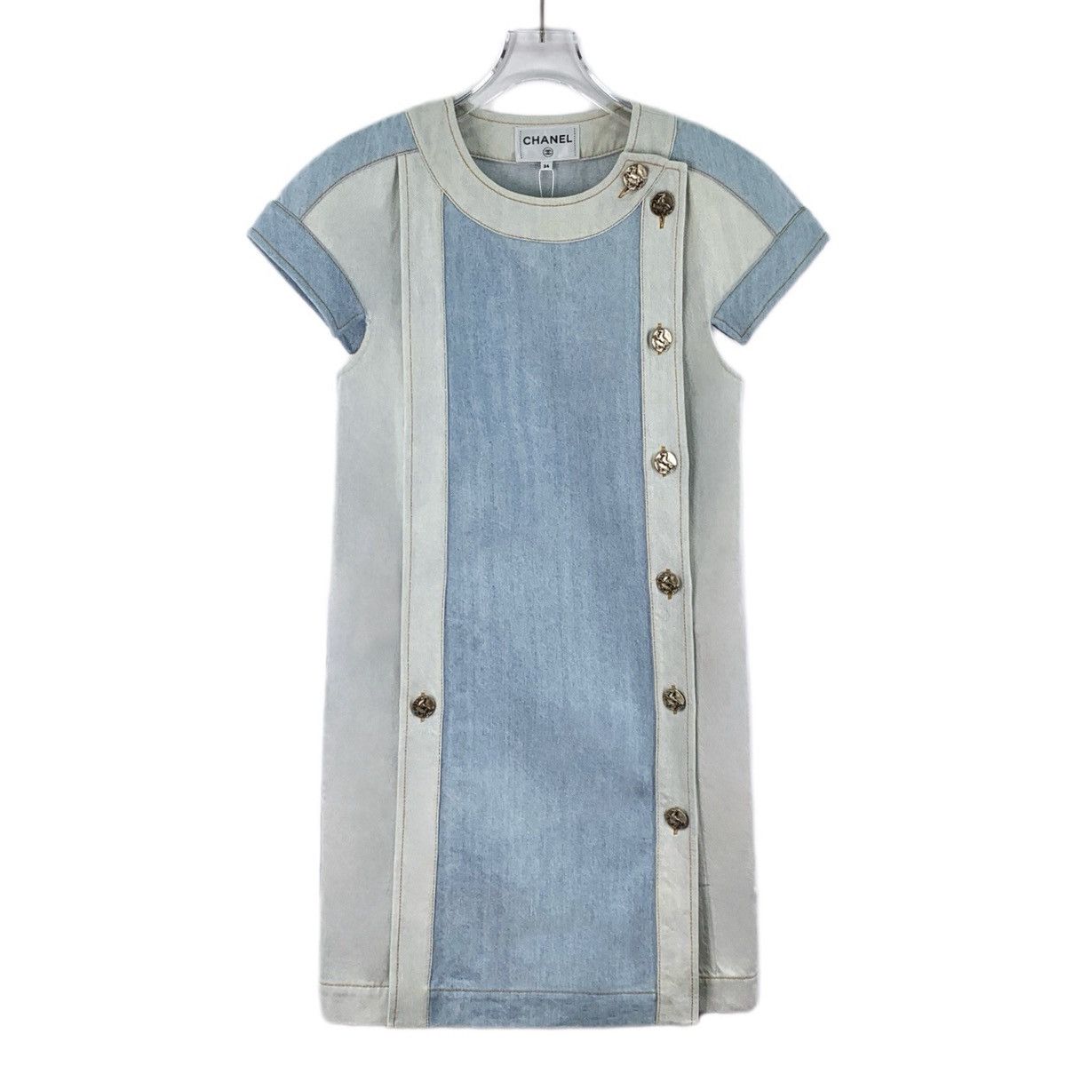 Chanel Chanel Light Blue Button Design Short Sleeve Dress K26WX Size XS / US 0-2 / IT 36-38 - 1 Thumbnail