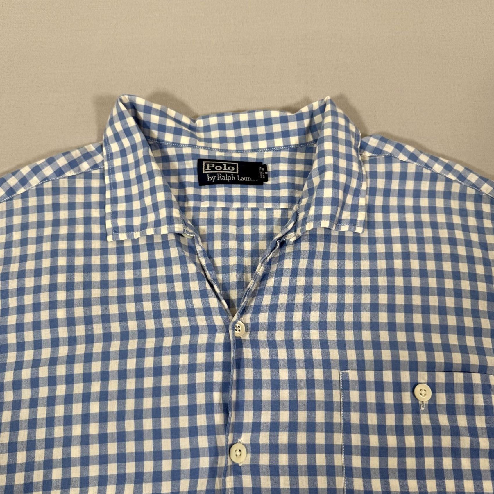 Polo Ralph Lauren Polo Ralph Lauren Shirt Mens 2XL Blue White Loop Collar Gingham Check Button Size US XXL / EU 58 / 5 - 3 Thumbnail