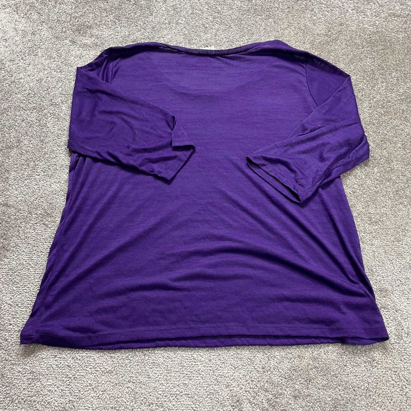 Vintage Closet Full Blouse Womens 2XL Purple Beaded Round Neck Half Sleeve Stretch Soft Size XXL / US 16-18 / IT 52-54 - 2 Thumbnail