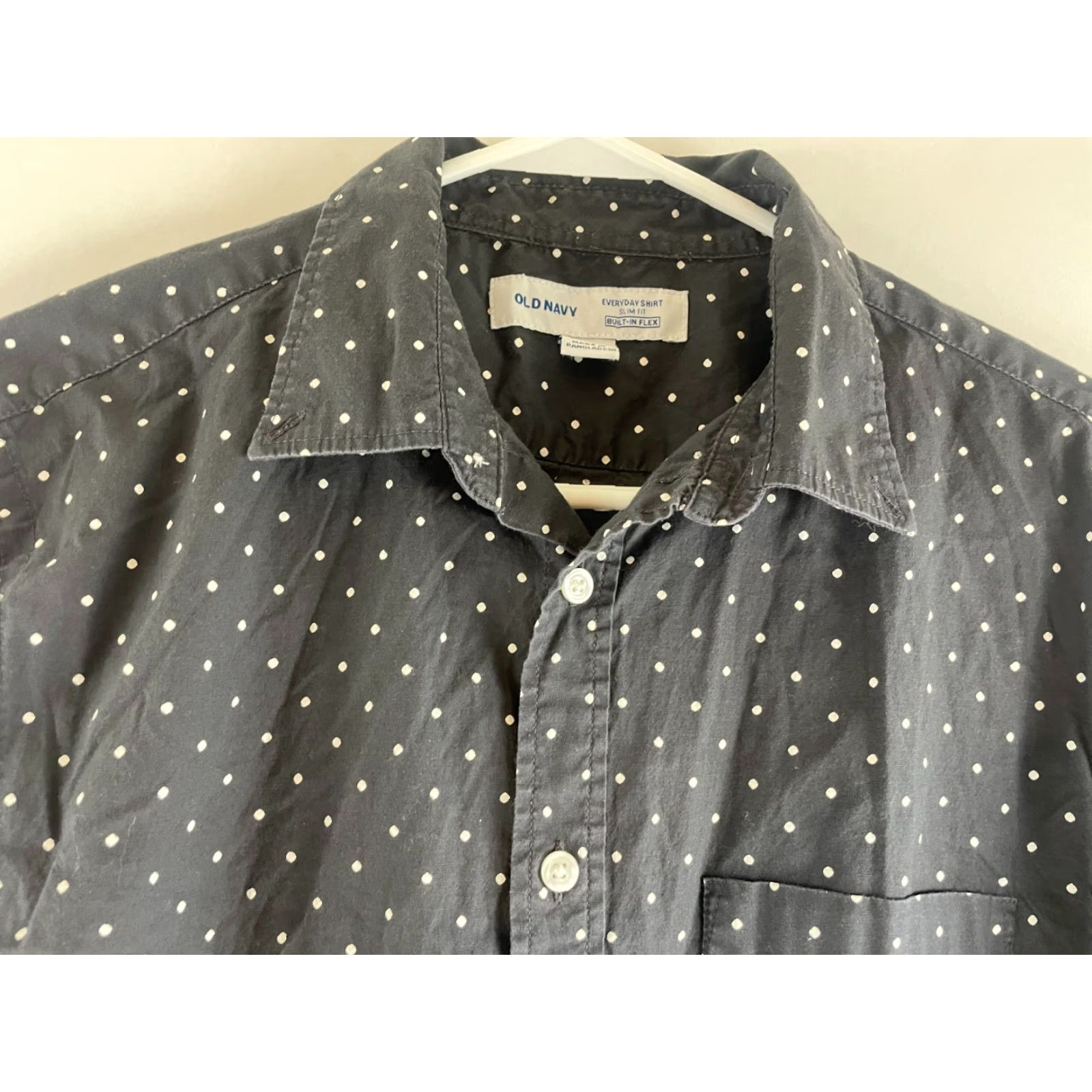 Old Navy Old Navy Shirt Men's Size M White Gray Button Down Long Slv Slim Fit Polka Dot Size US M / EU 48-50 / 2 - 3 Thumbnail