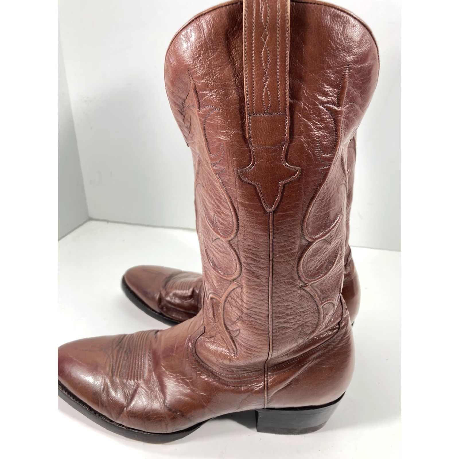 Vintage VINTAGE Chris Romero Boots Men Sz 9 D Brown Leather Pointed Toe New Heels Soles Western Leather Mens Size US 9 / EU 42 - 6 Thumbnail