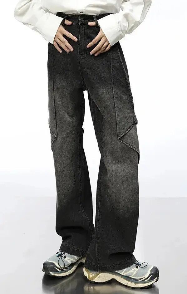 Japanese Brand Unsex Vintage Washed Black Decosntruction Denim Size US 32 / EU 48 - 2 Thumbnail