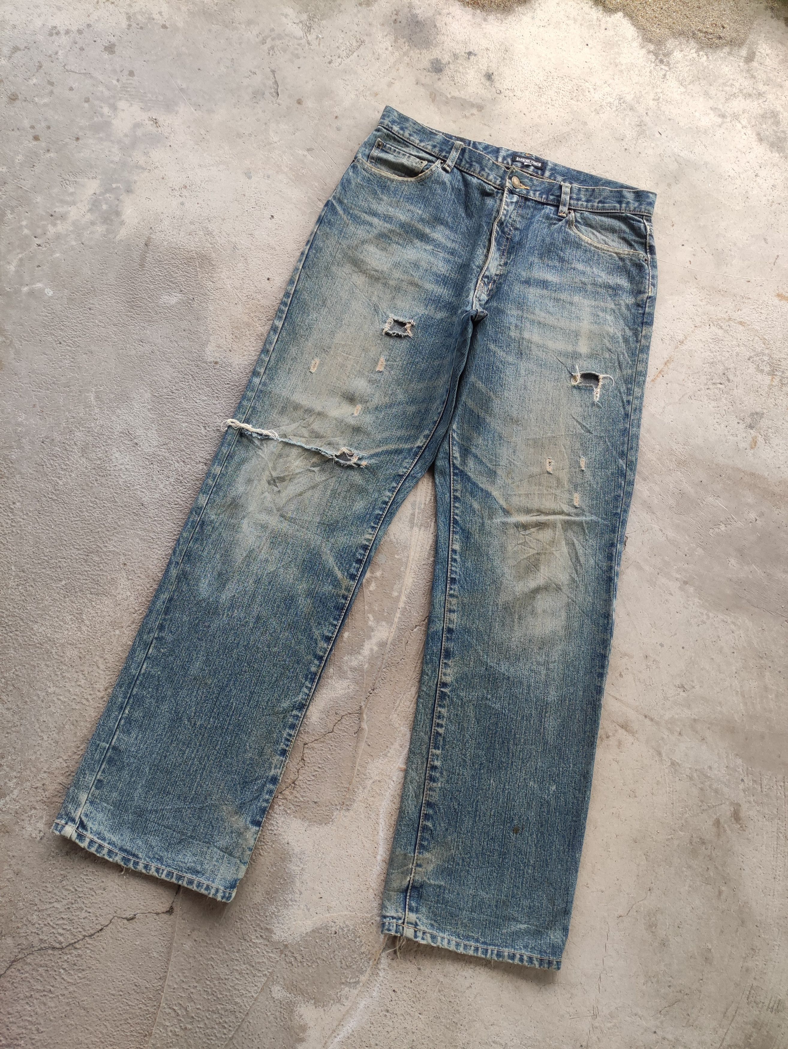 Japanese Brand Vintage Amore Puro Baggy Jean Distressed Faded Denim Size US 34 / EU 50 - 2 Thumbnail